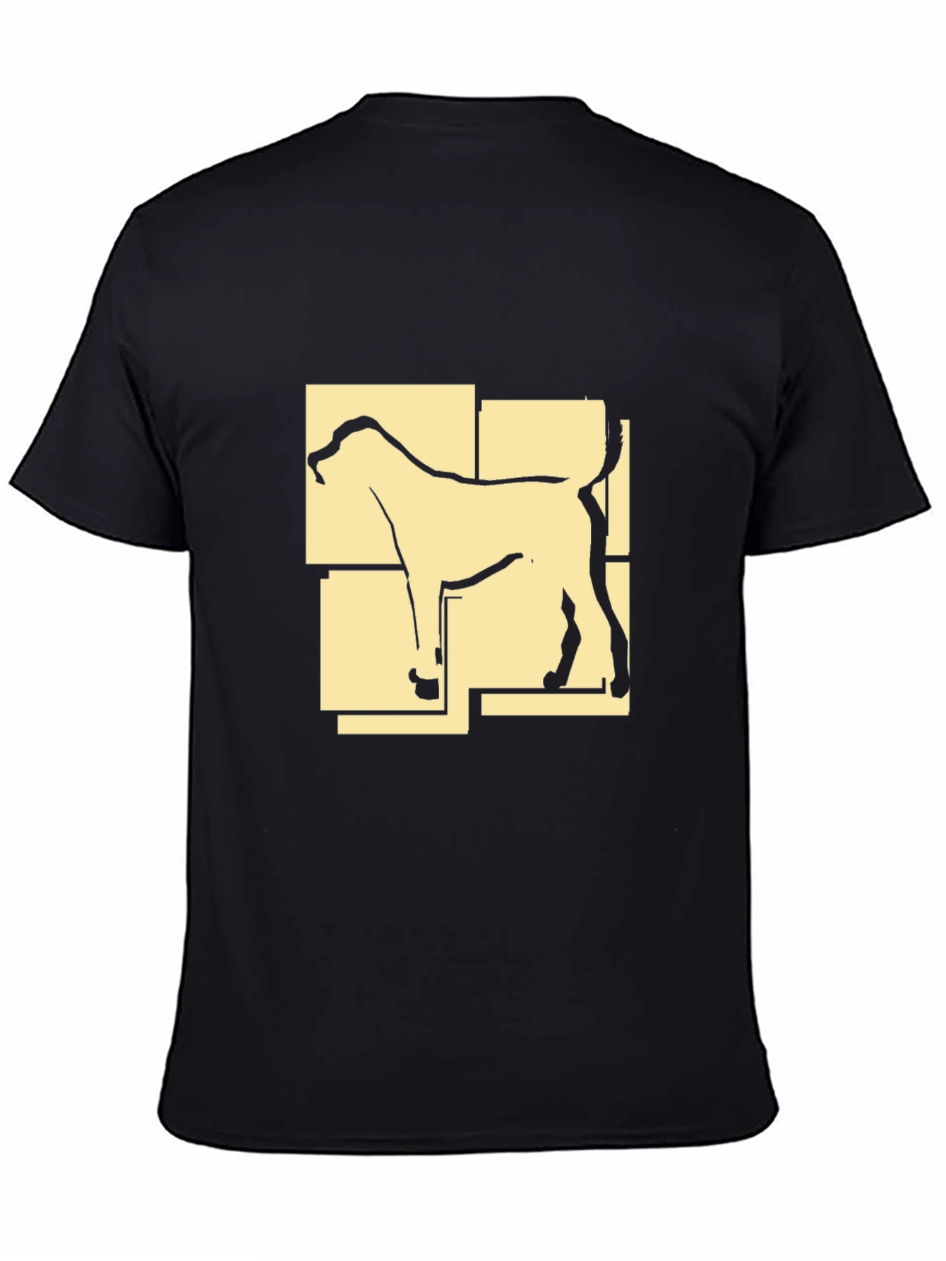 Abstract Dog Graphic Print Black T-Shirt