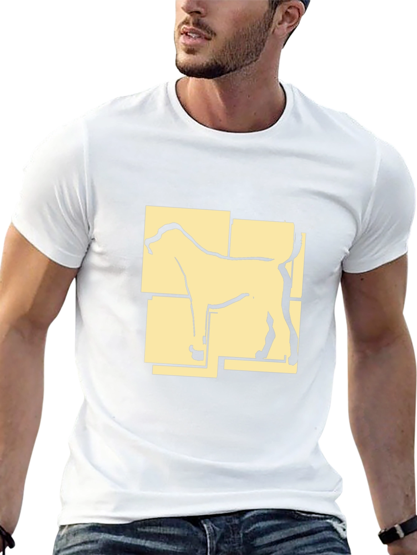 Abstract Dog Graphic Print Black T-Shirt