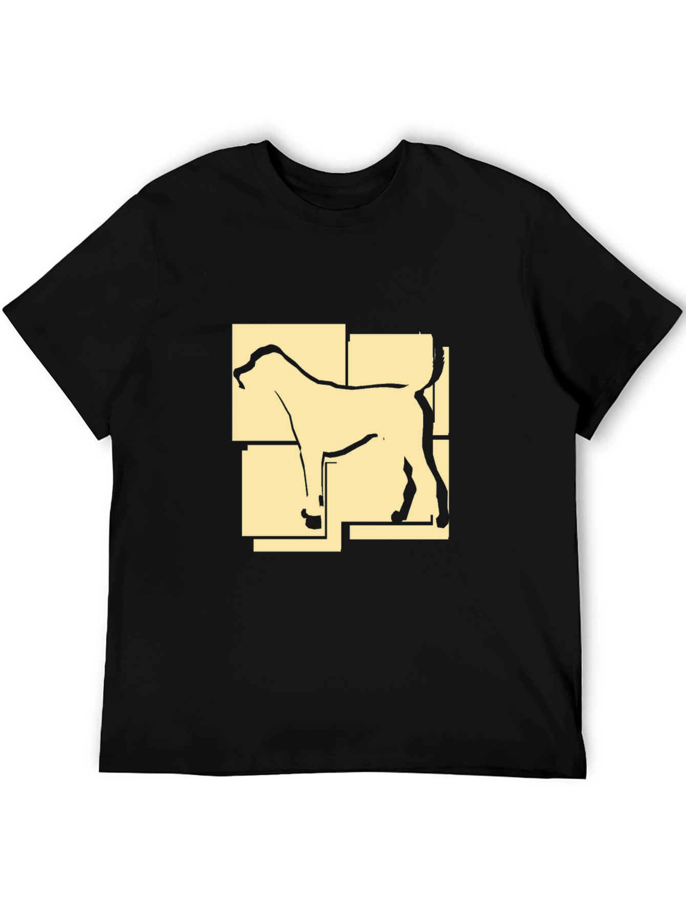Abstract Dog Graphic Print Black T-Shirt