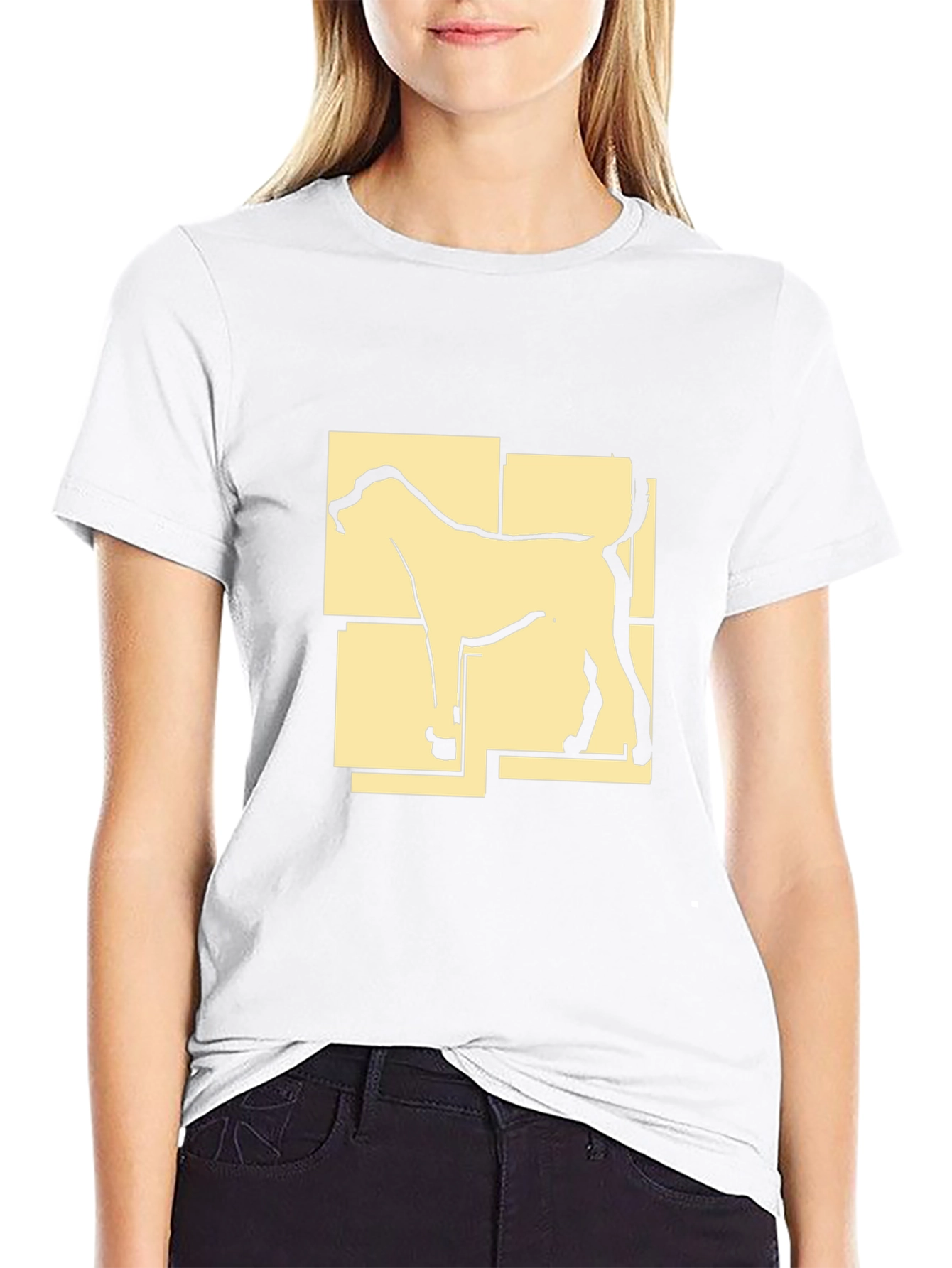 Abstract Dog Graphic Print Black T-Shirt