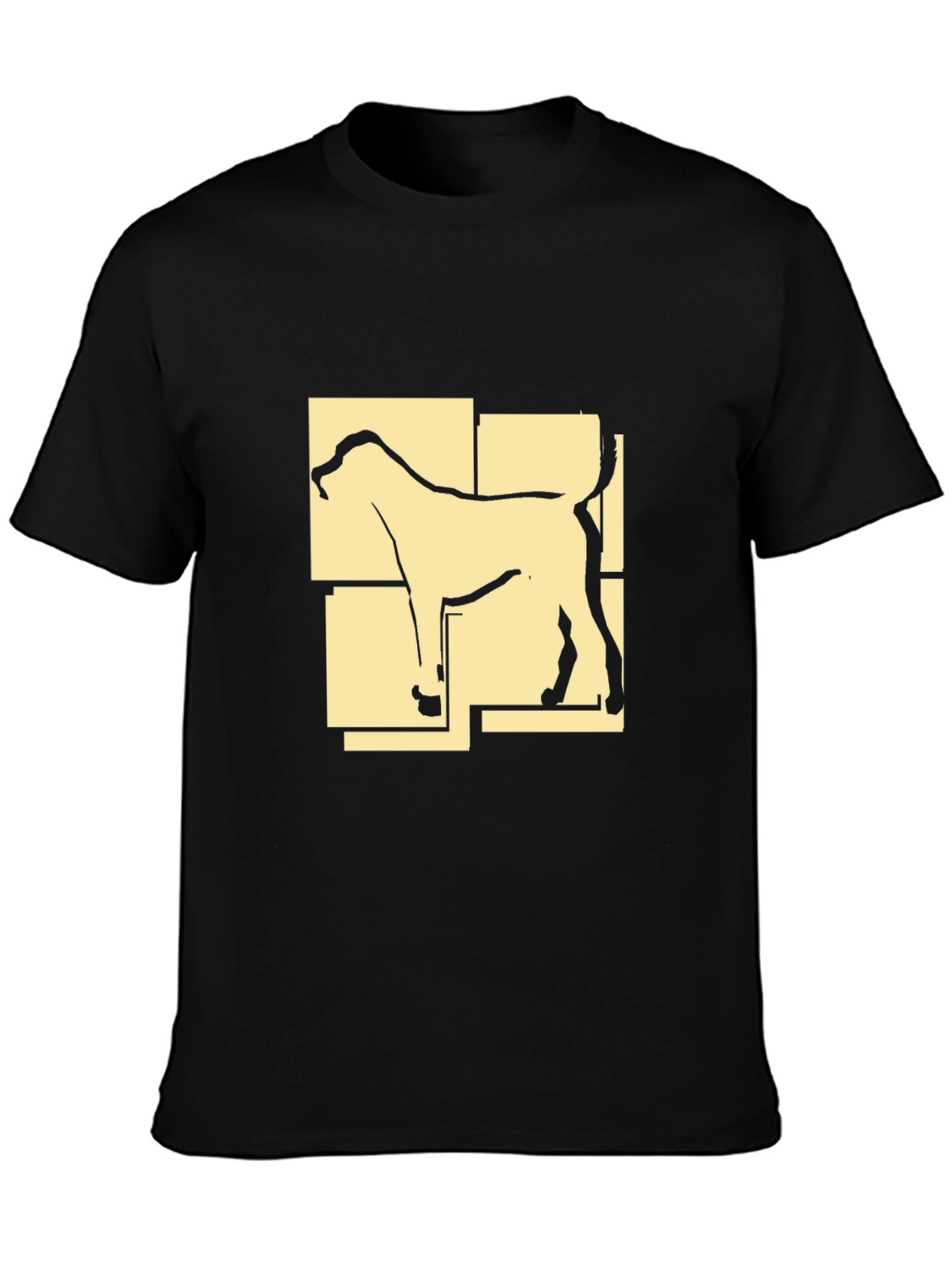 Abstract Dog Graphic Print Black T-Shirt