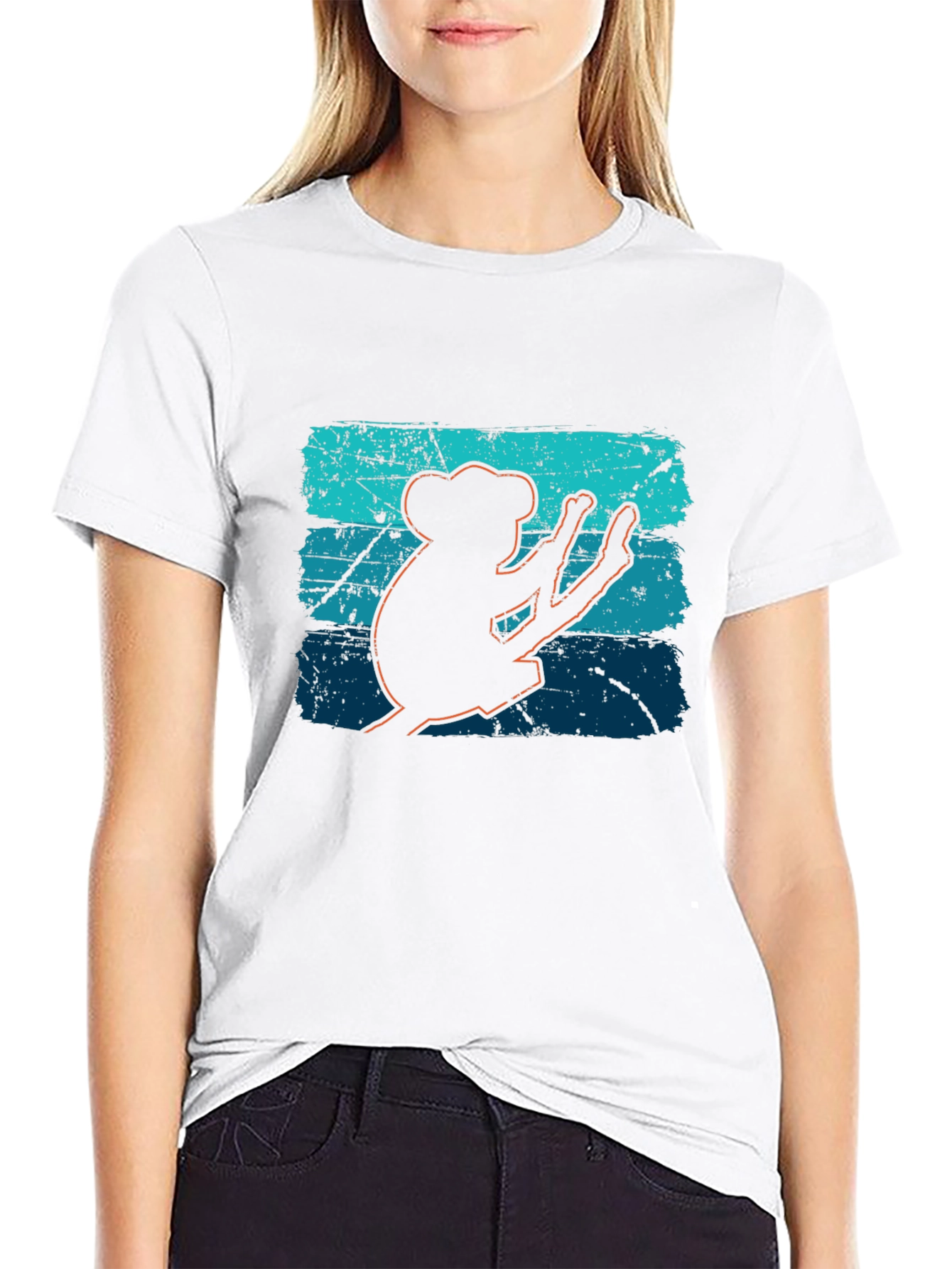 Retro Koala Graphic Tee - Soft Black Cotton T-Shirt