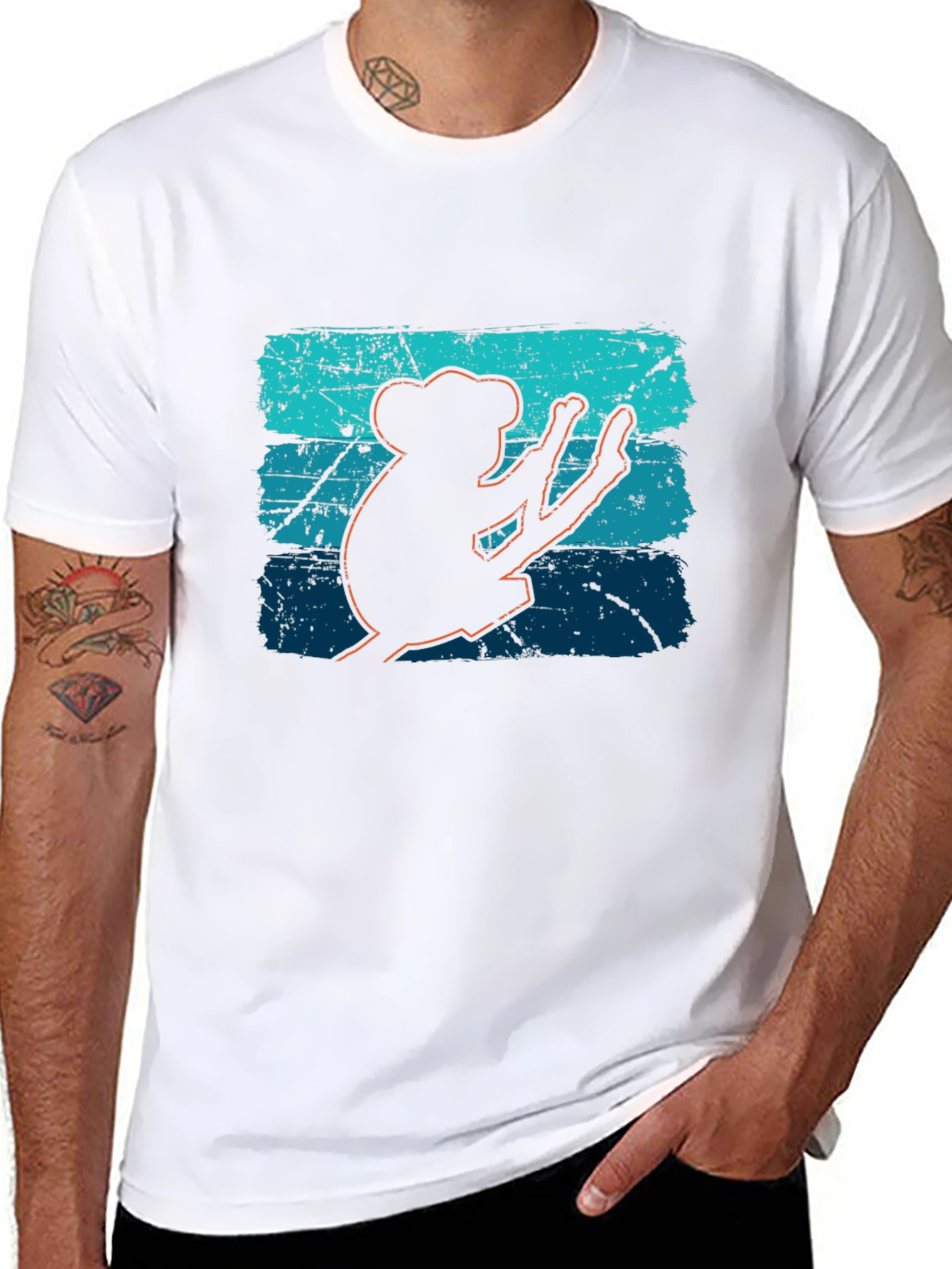 Retro Koala Graphic Tee - Soft Black Cotton T-Shirt