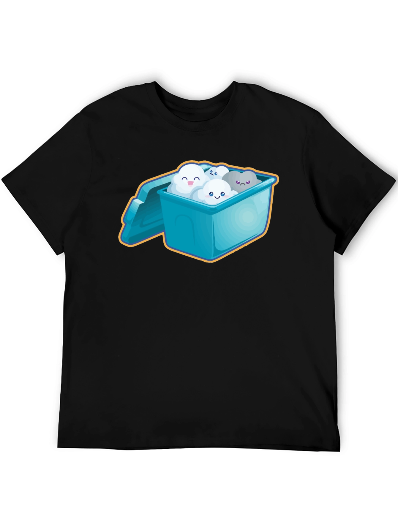 Cloud Character T-Shirt - Whimsical Black Tee