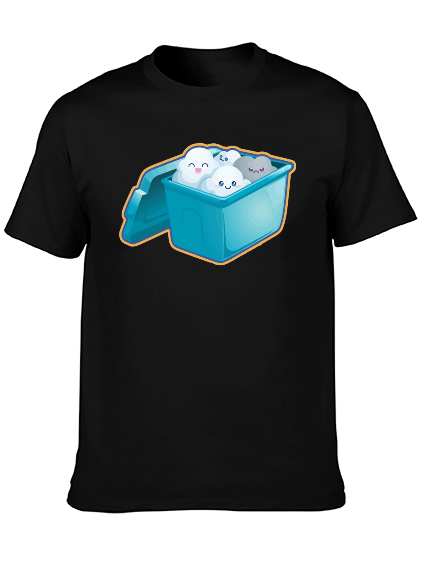 Cloud Character T-Shirt - Whimsical Black Tee