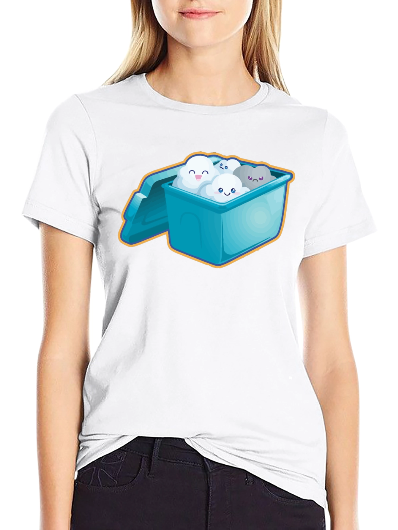 Cloud Character T-Shirt - Whimsical Black Tee