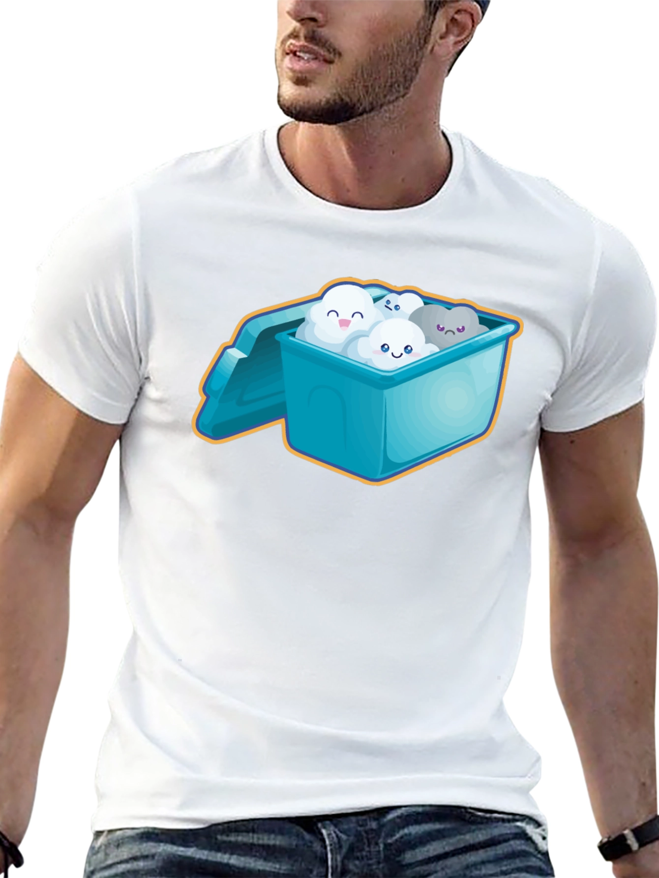 Cloud Character T-Shirt - Whimsical Black Tee