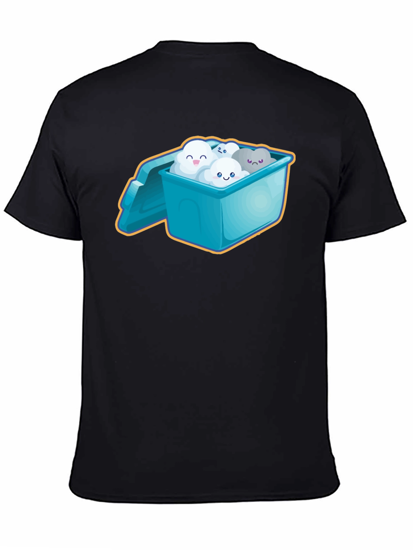 Cloud Character T-Shirt - Whimsical Black Tee