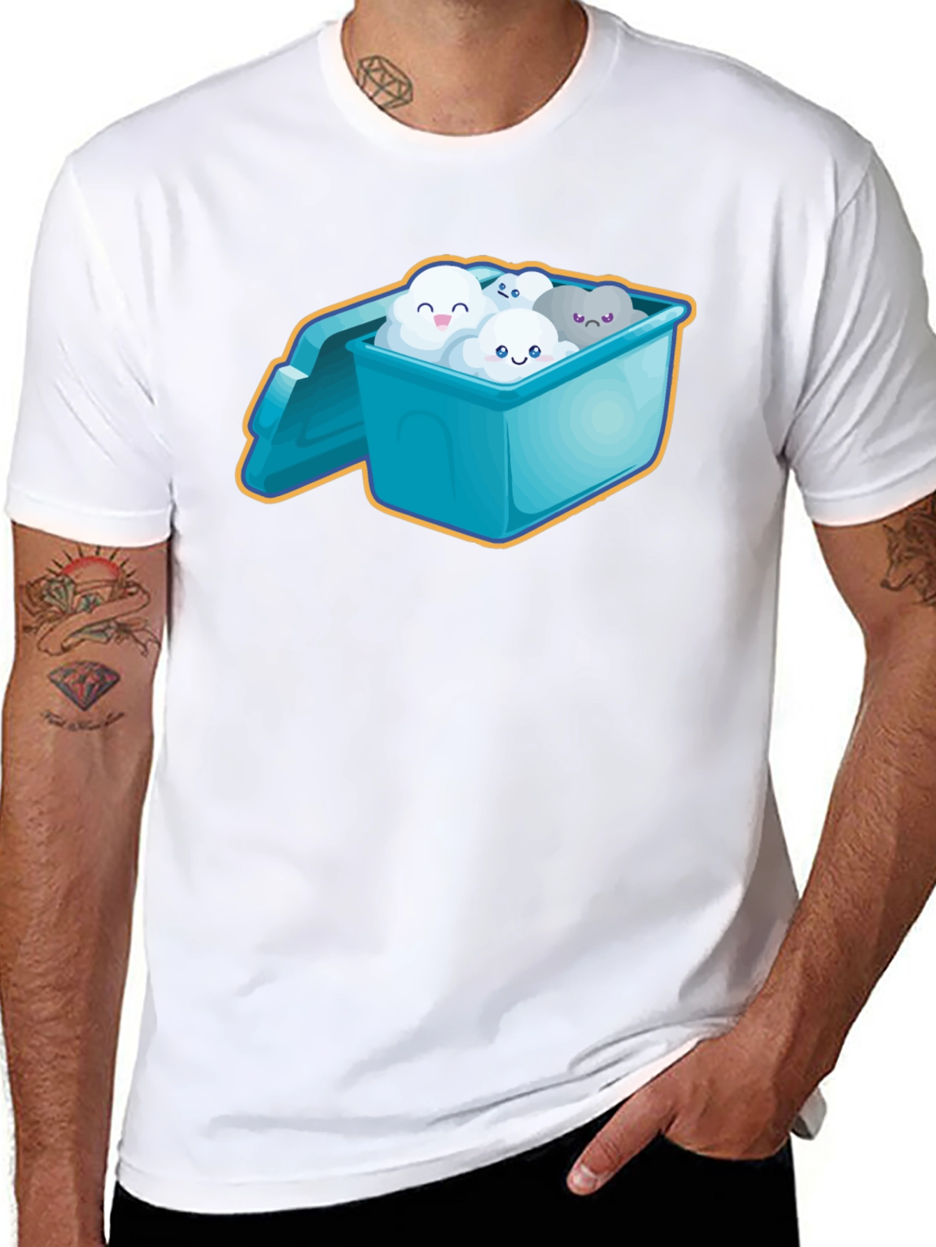 Cloud Character T-Shirt - Whimsical Black Tee