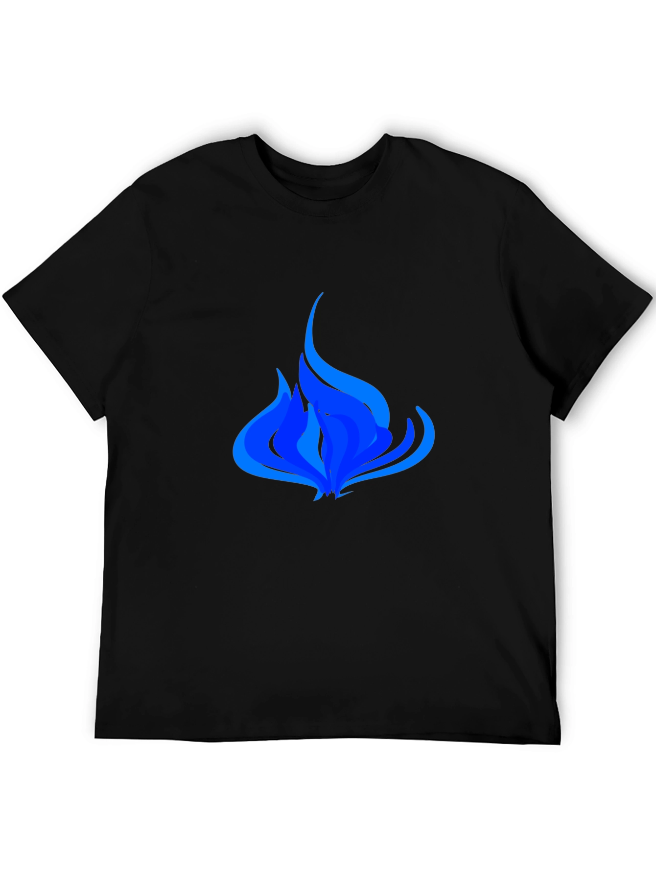 Blue Flame Graphic Black T-Shirt