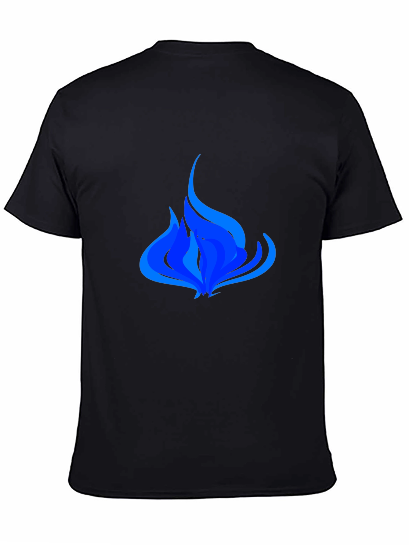 Blue Flame Graphic Black T-Shirt