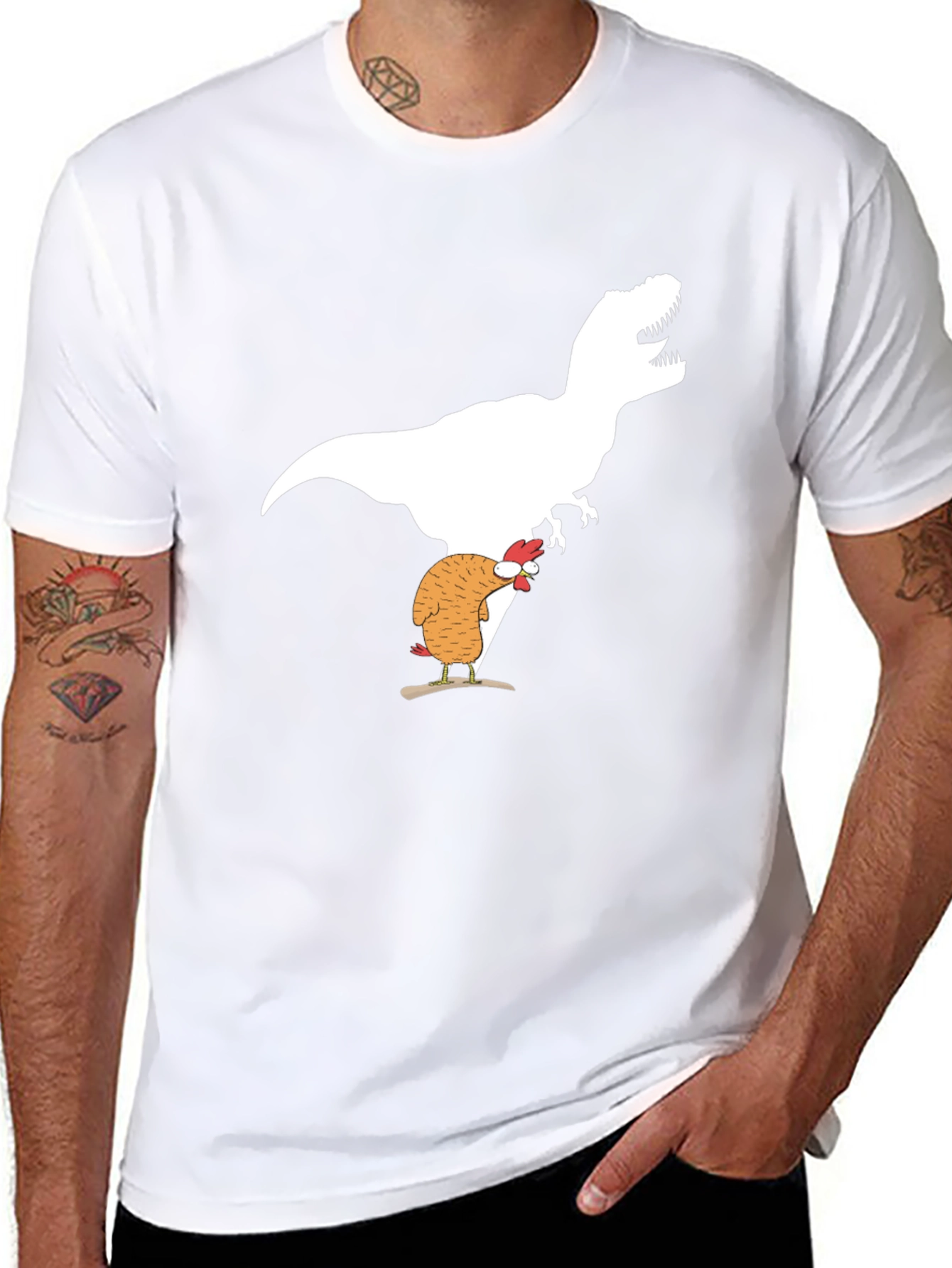 Dino Chicken T-Shirt Funny Graphic Tee