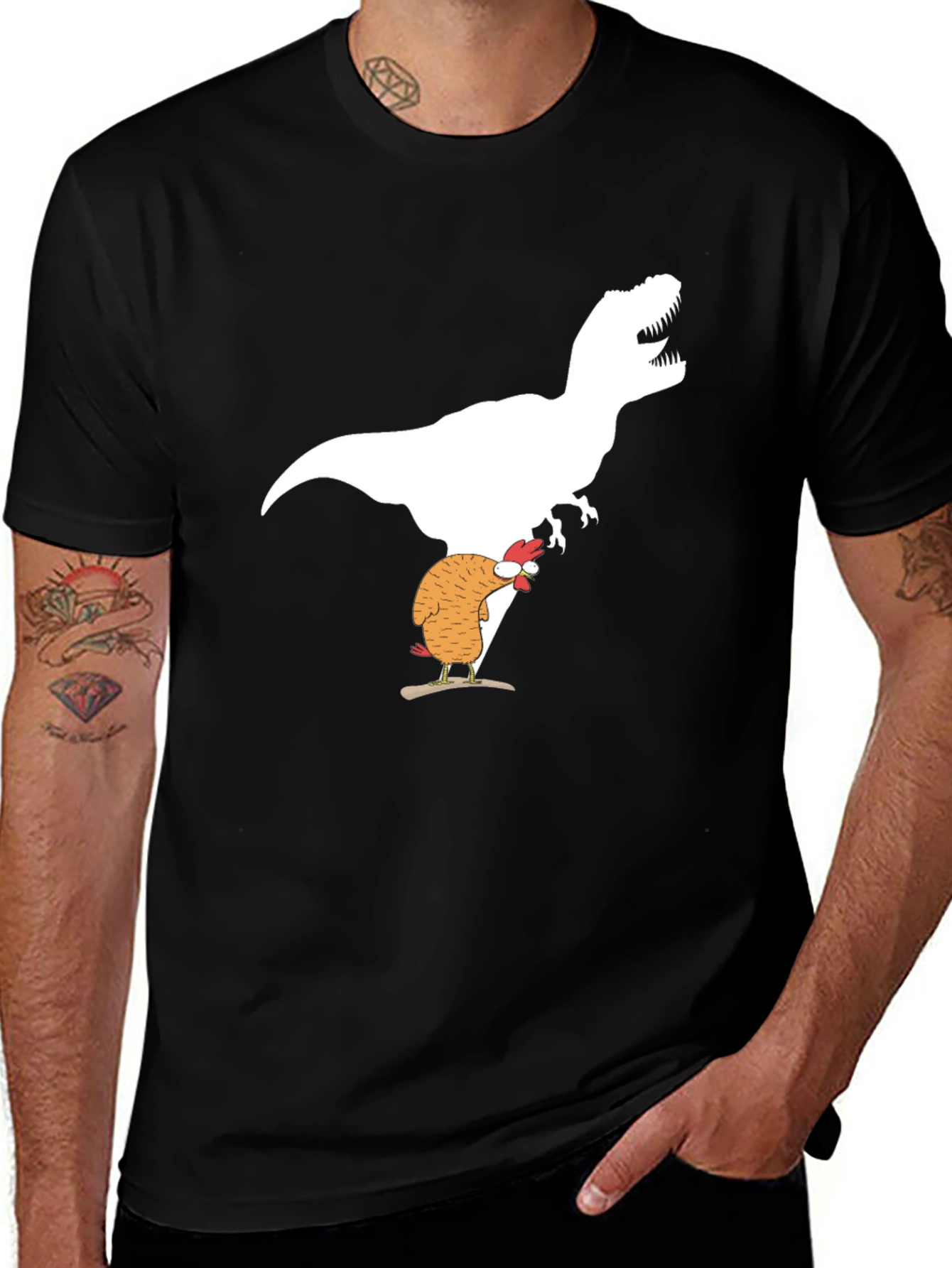 Dino Chicken T-Shirt Funny Graphic Tee