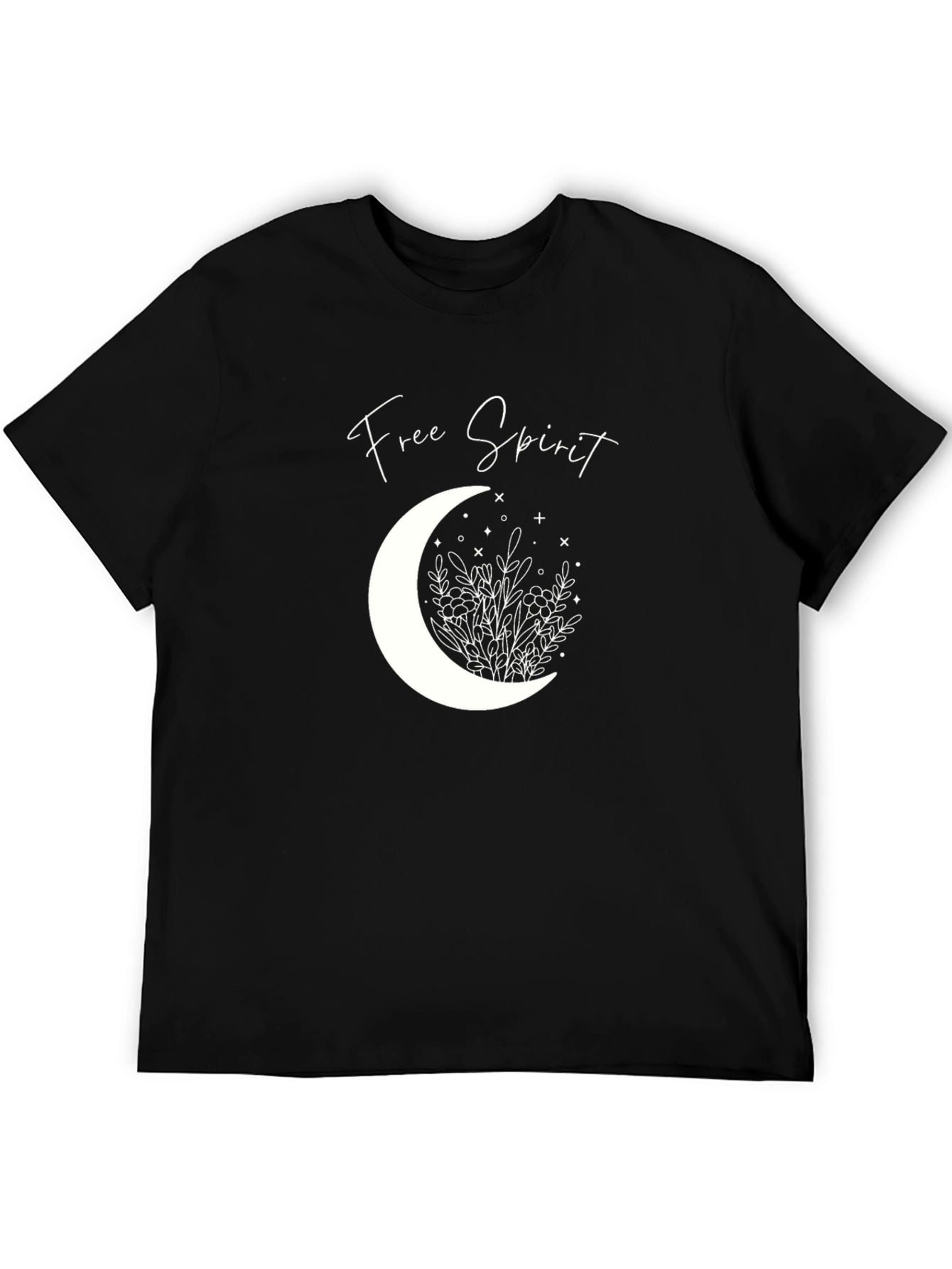 Free Spirit Moon Graphic Tee - Unisex Black T-Shirt