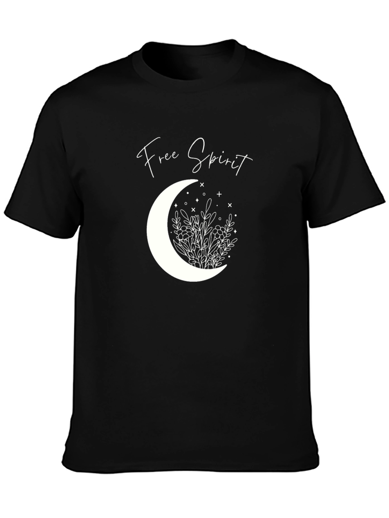 Free Spirit Moon Graphic Tee - Unisex Black T-Shirt
