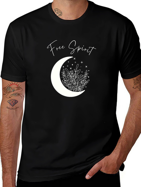 Free Spirit Moon Graphic Tee - Unisex Black T-Shirt
