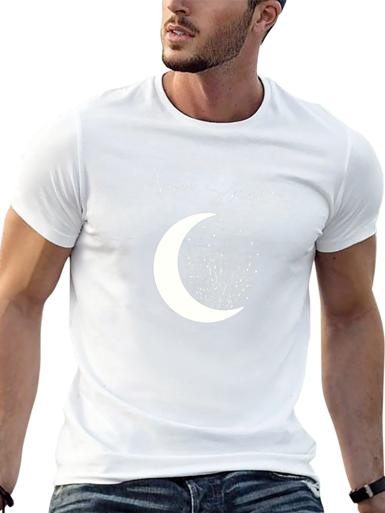 Free Spirit Moon Graphic Tee - Unisex Black T-Shirt