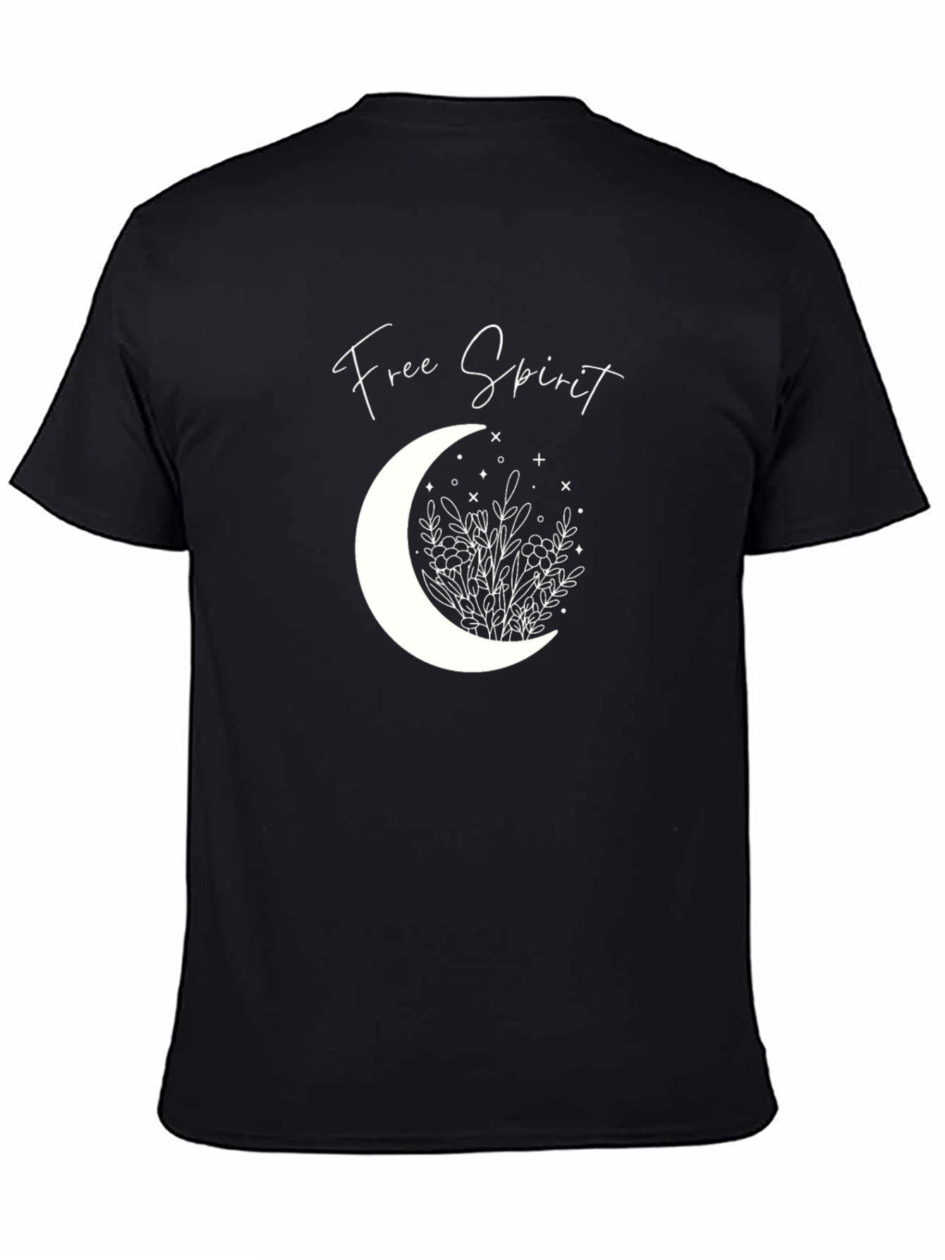 Free Spirit Moon Graphic Tee - Unisex Black T-Shirt