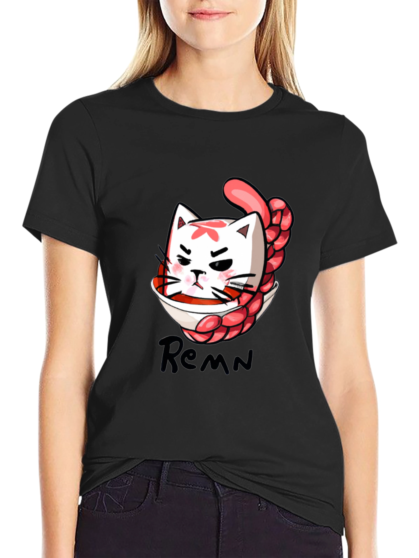 Cat Ramen Bowl T-Shirt - Anime Inspired