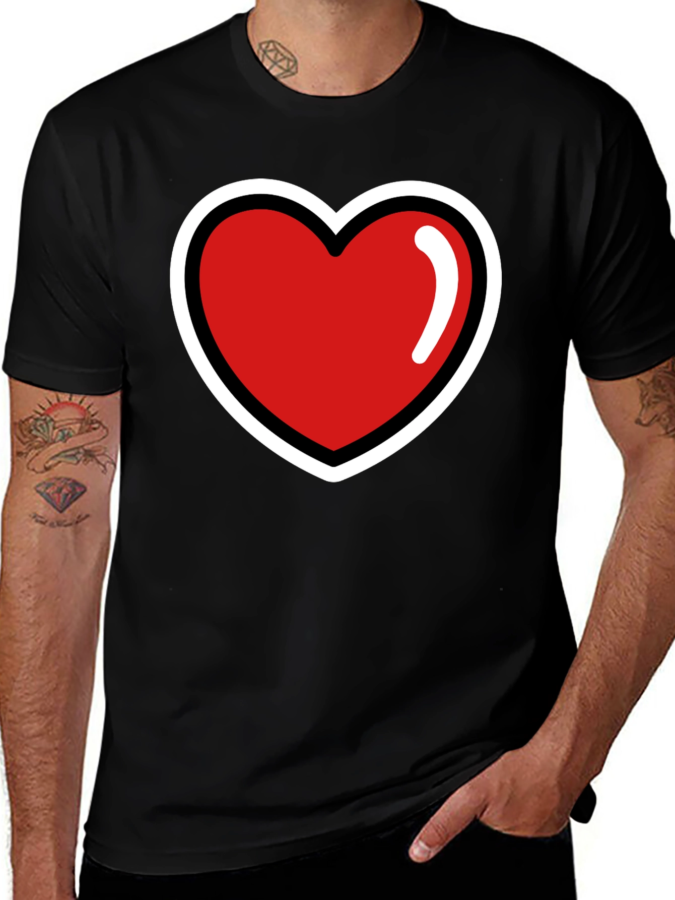 Heart Graphic T-Shirt - Stylish Black Tee
