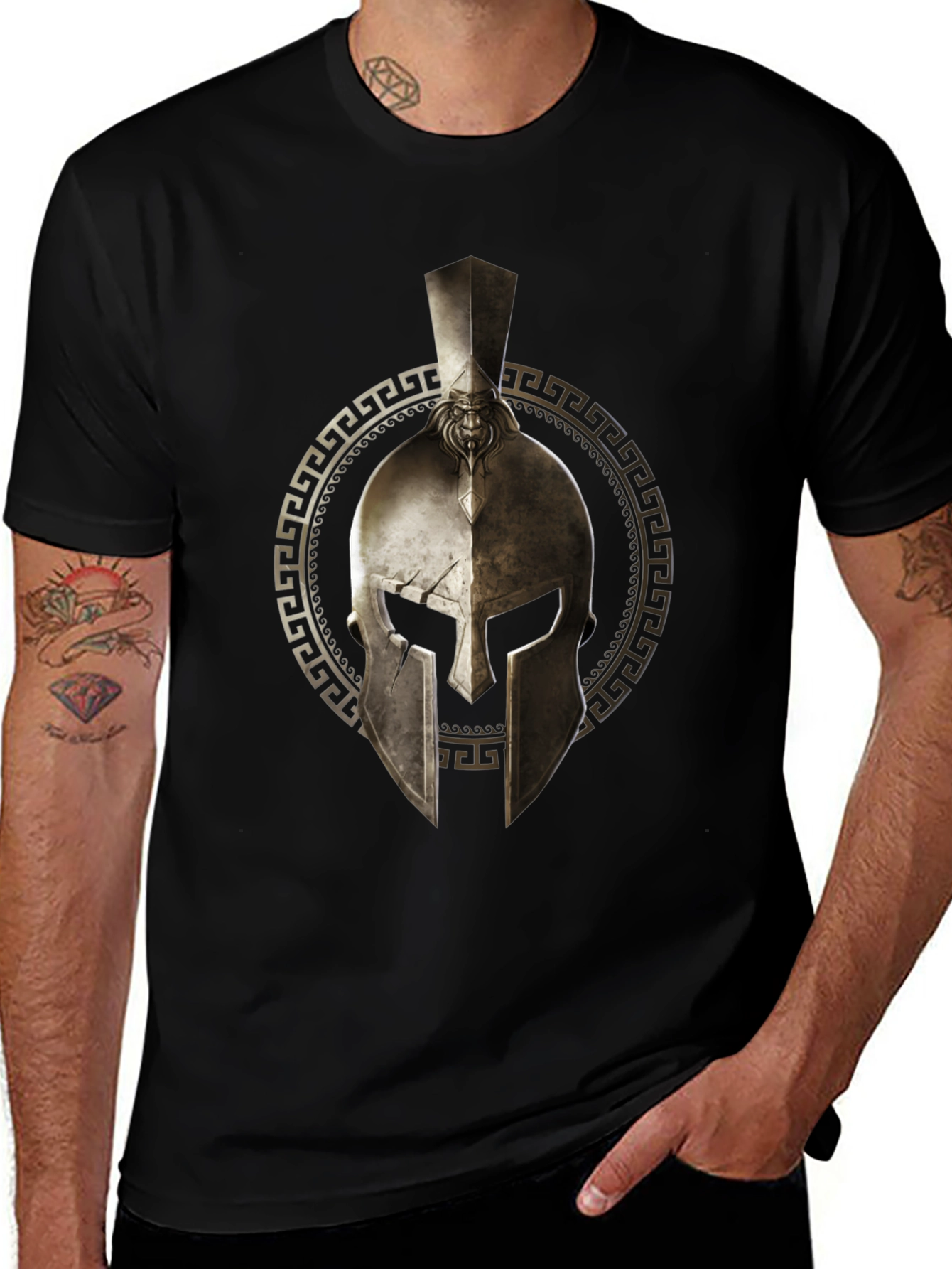 Spartan Helmet Graphic Black T-Shirt