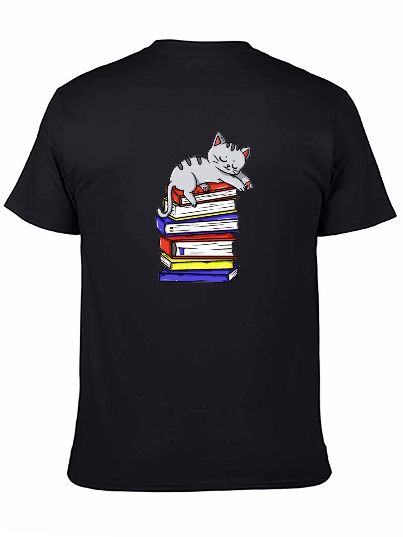 Cute Cat on Books T-Shirt - Book Lover Apparel
