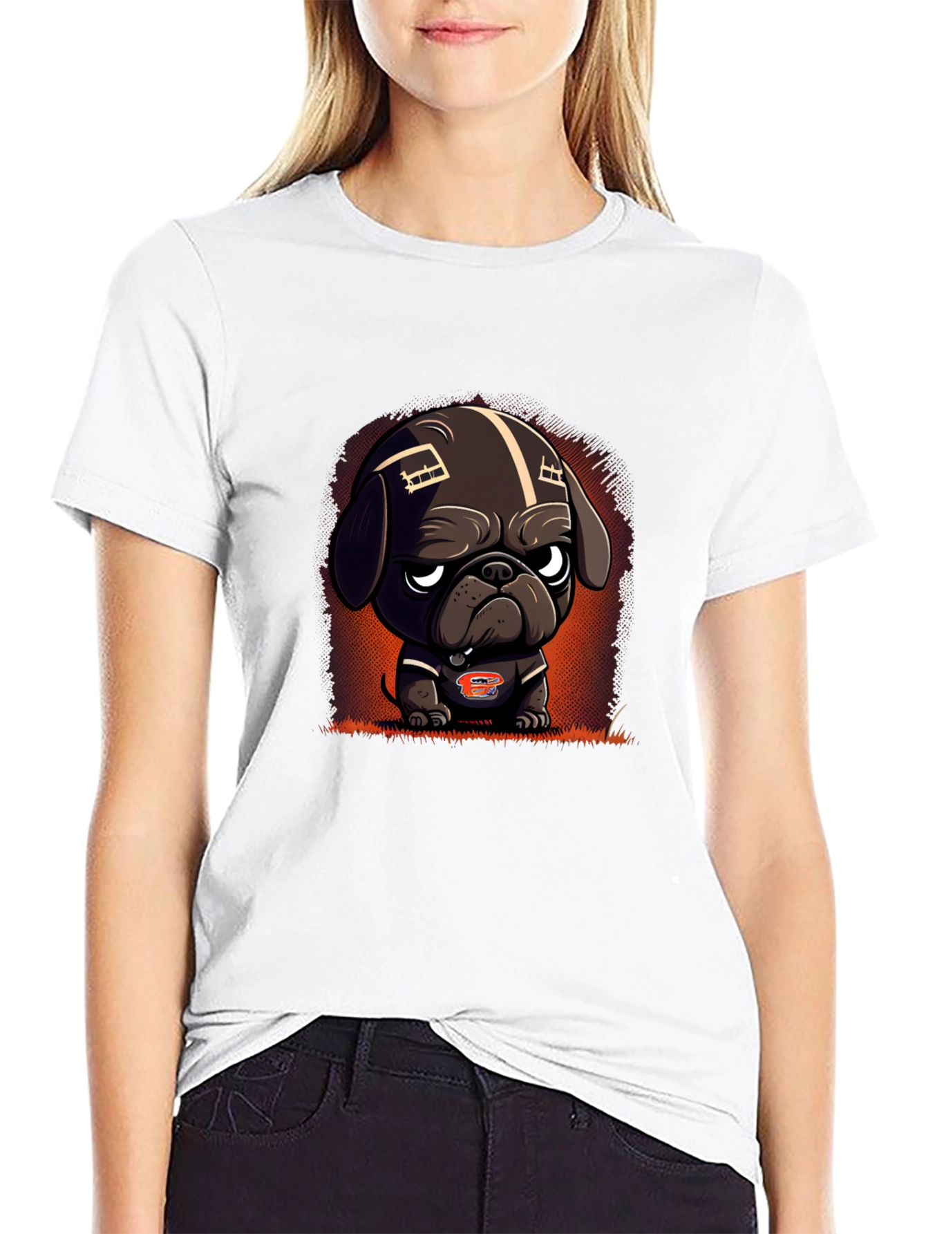 Cartoon Dog Football Fan T-Shirt