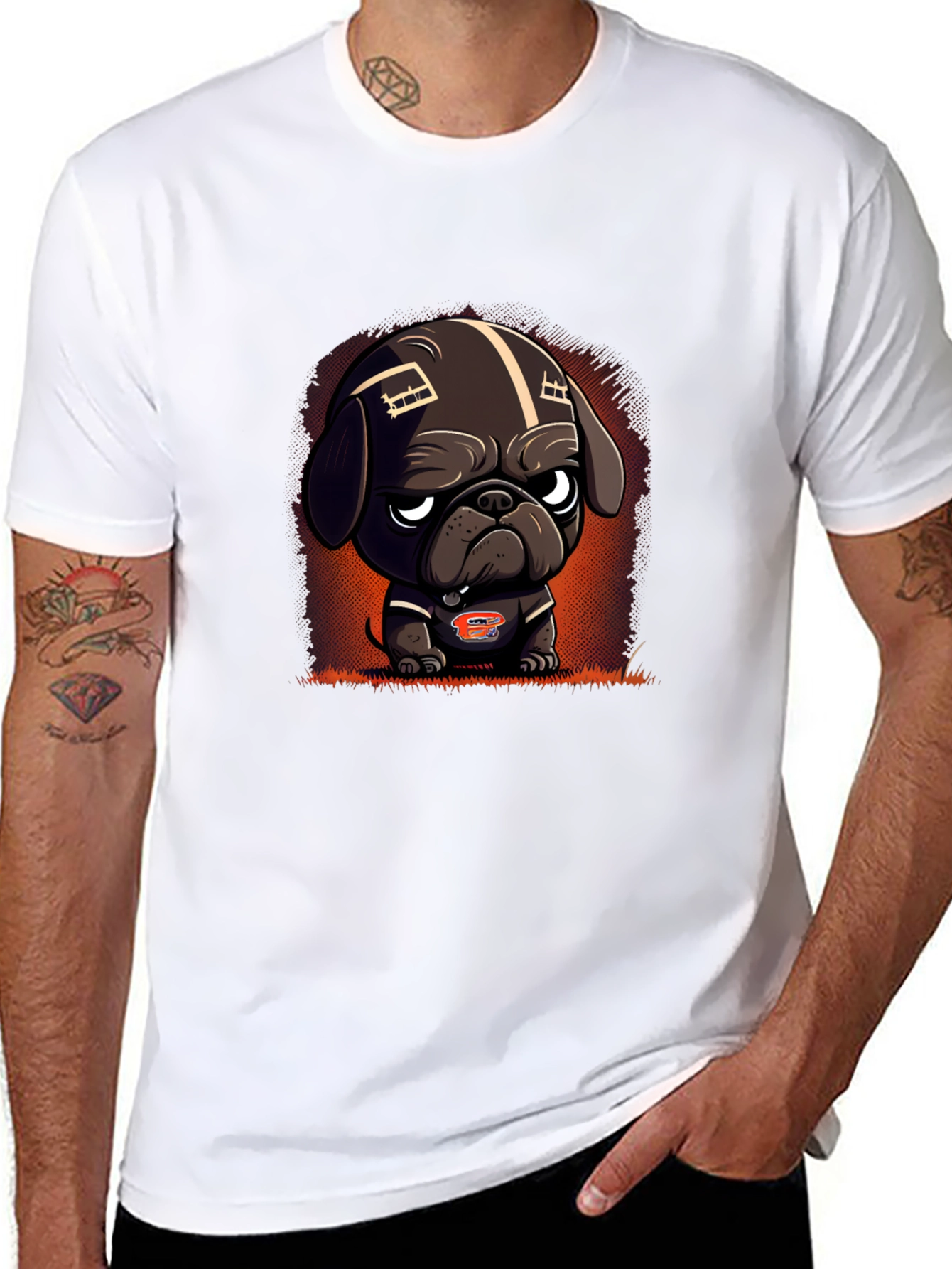 Cartoon Dog Football Fan T-Shirt
