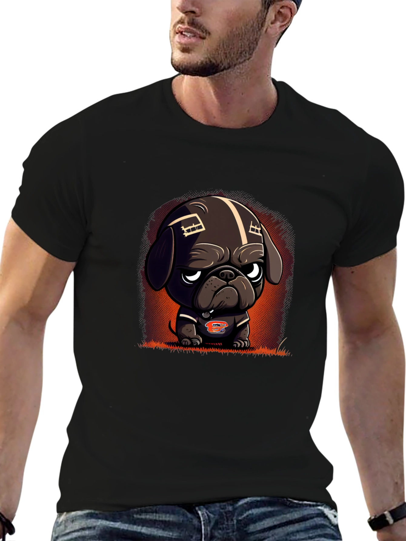 Cartoon Dog Football Fan T-Shirt