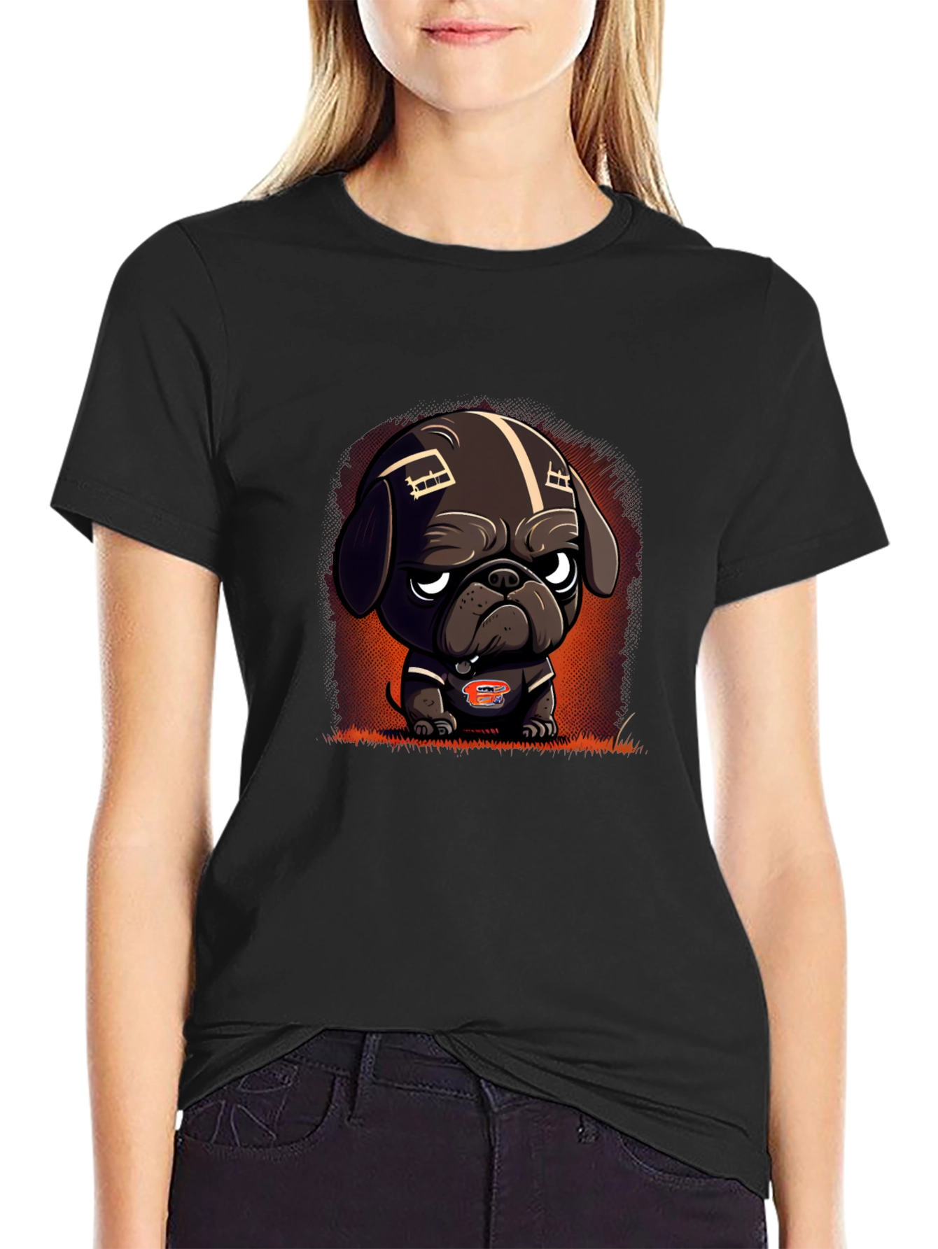 Cartoon Dog Football Fan T-Shirt