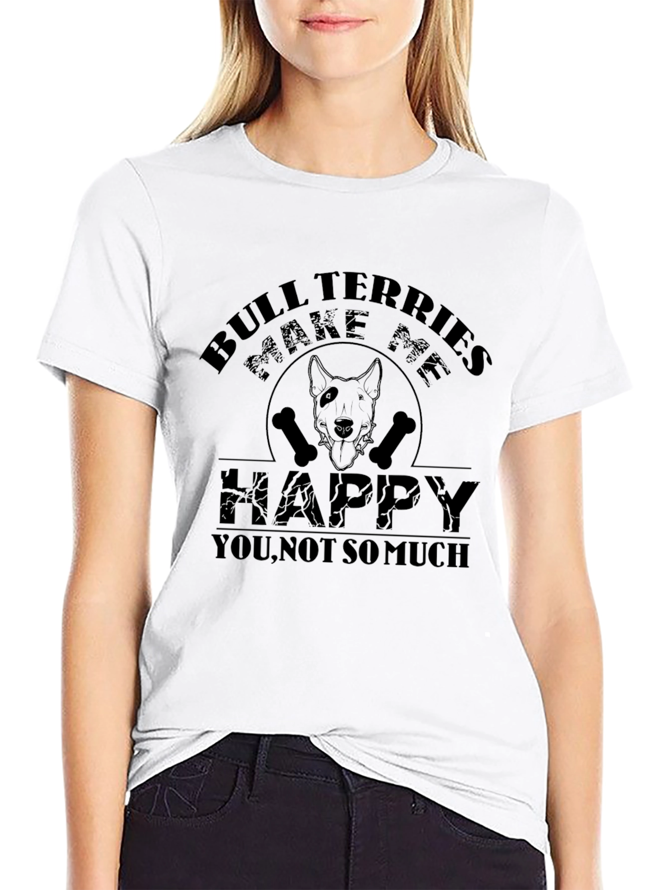 Bull Terriers Make Me Happy T-Shirt - Black