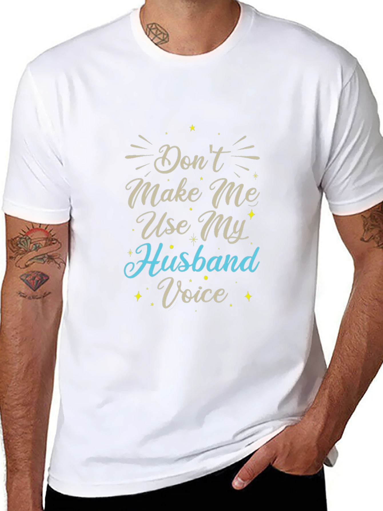 Funny Husband Voice Graphic Tee - Black Cotton T-Shirt