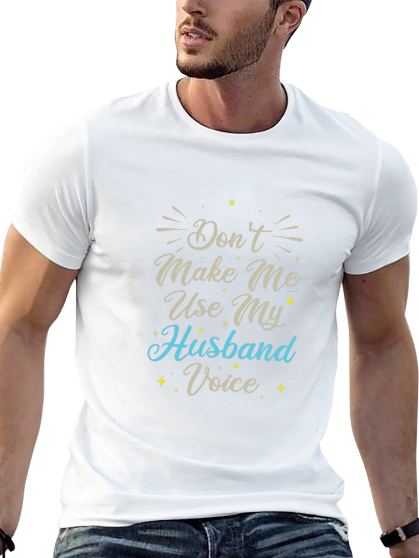 Funny Husband Voice Graphic Tee - Black Cotton T-Shirt