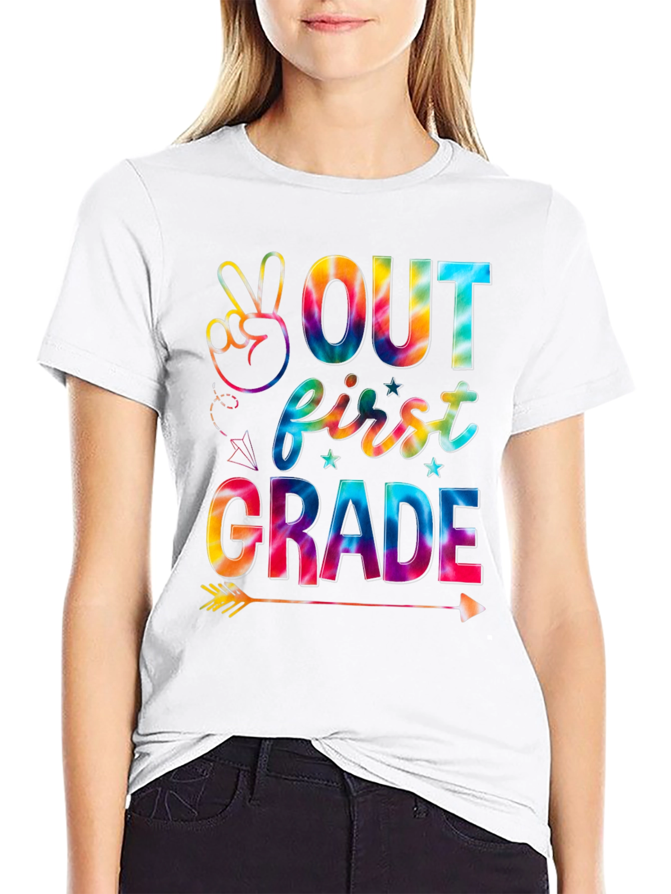 Peace Out First Grade Tie-Dye T-Shirt