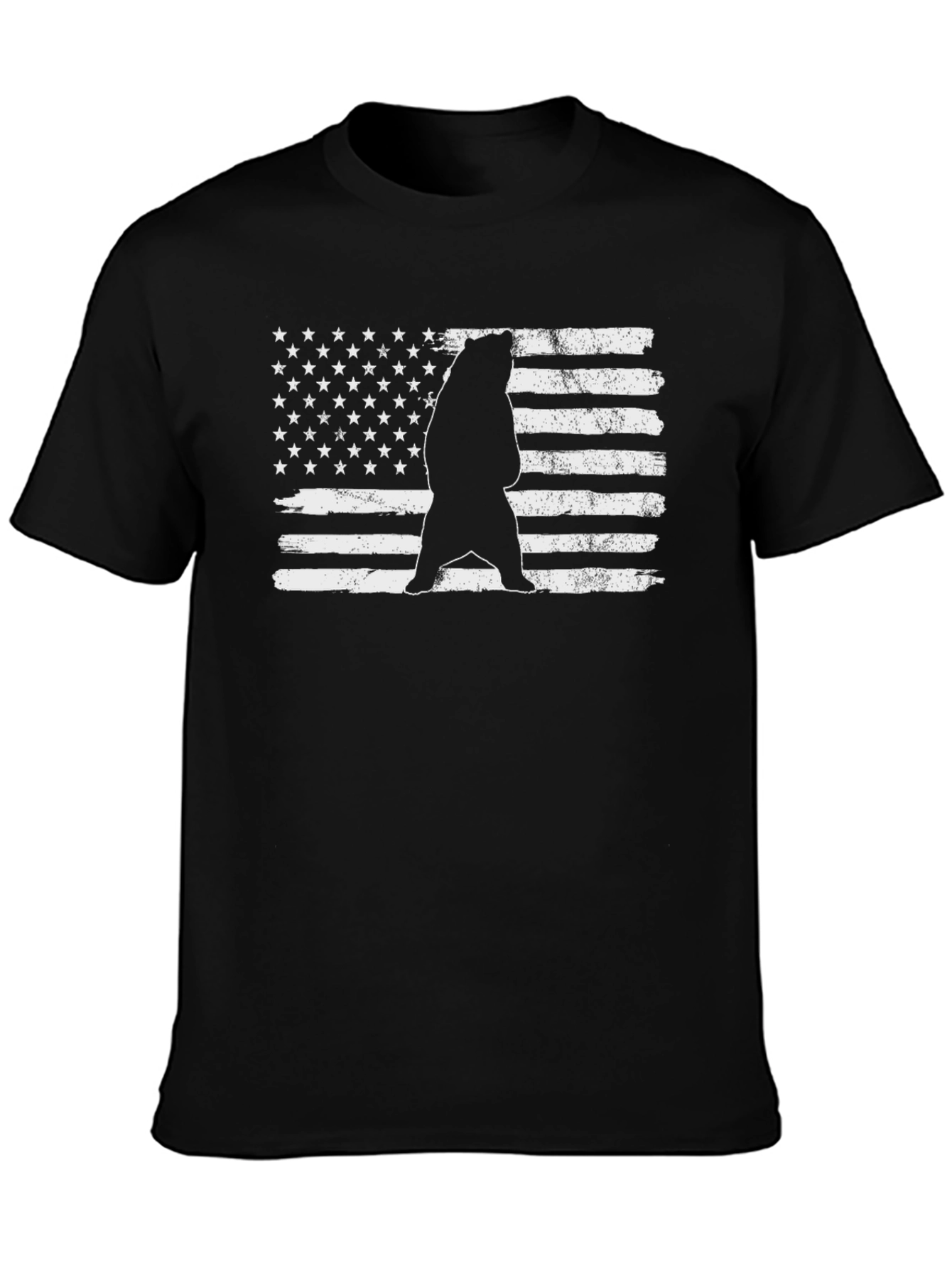 Bear US Flag Mens T-Shirt - Black