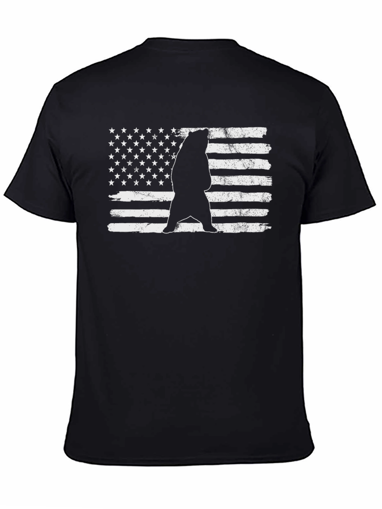Bear US Flag Mens T-Shirt - Black