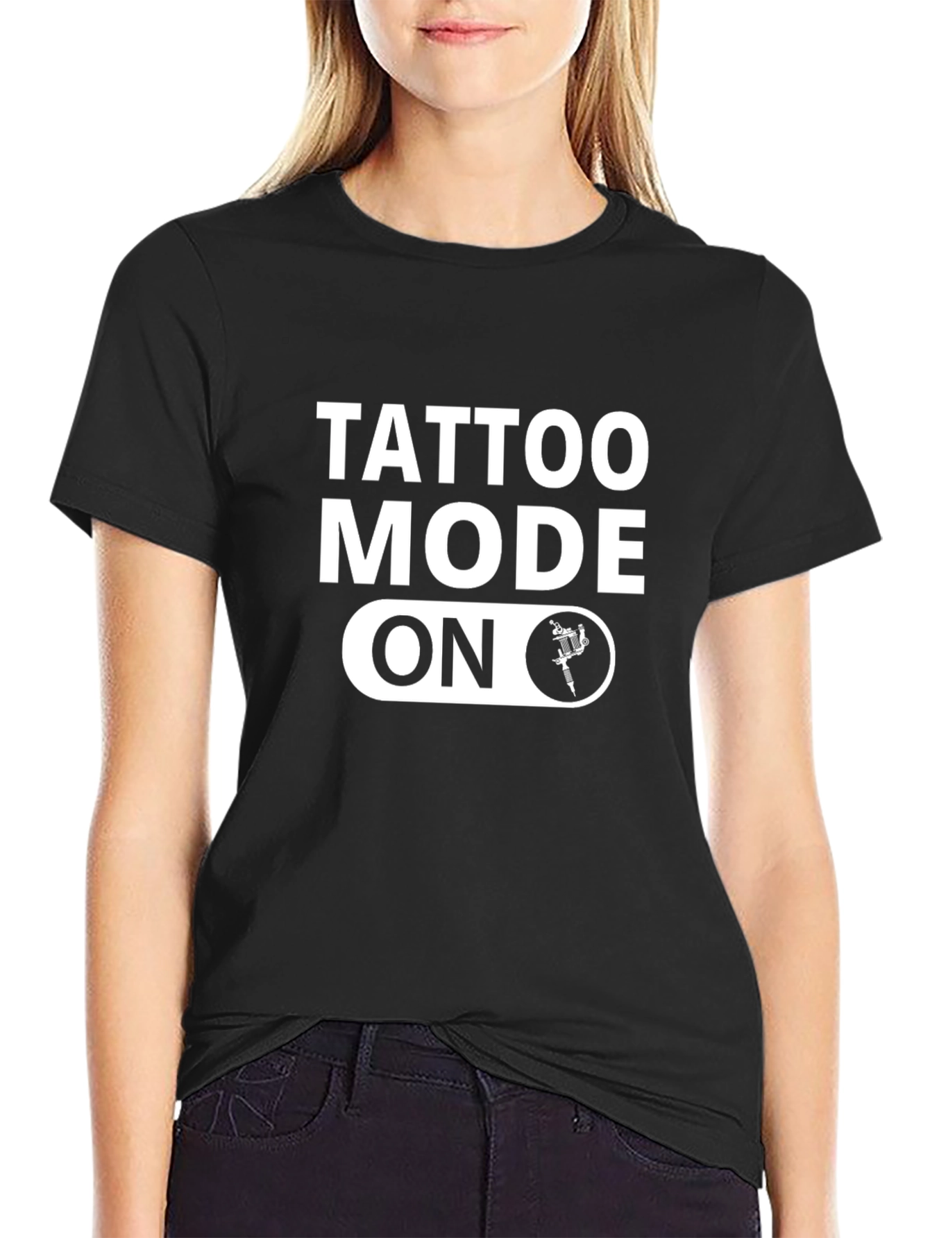 Tattoo Mode On T-Shirt - Stylish Black Graphic Tee