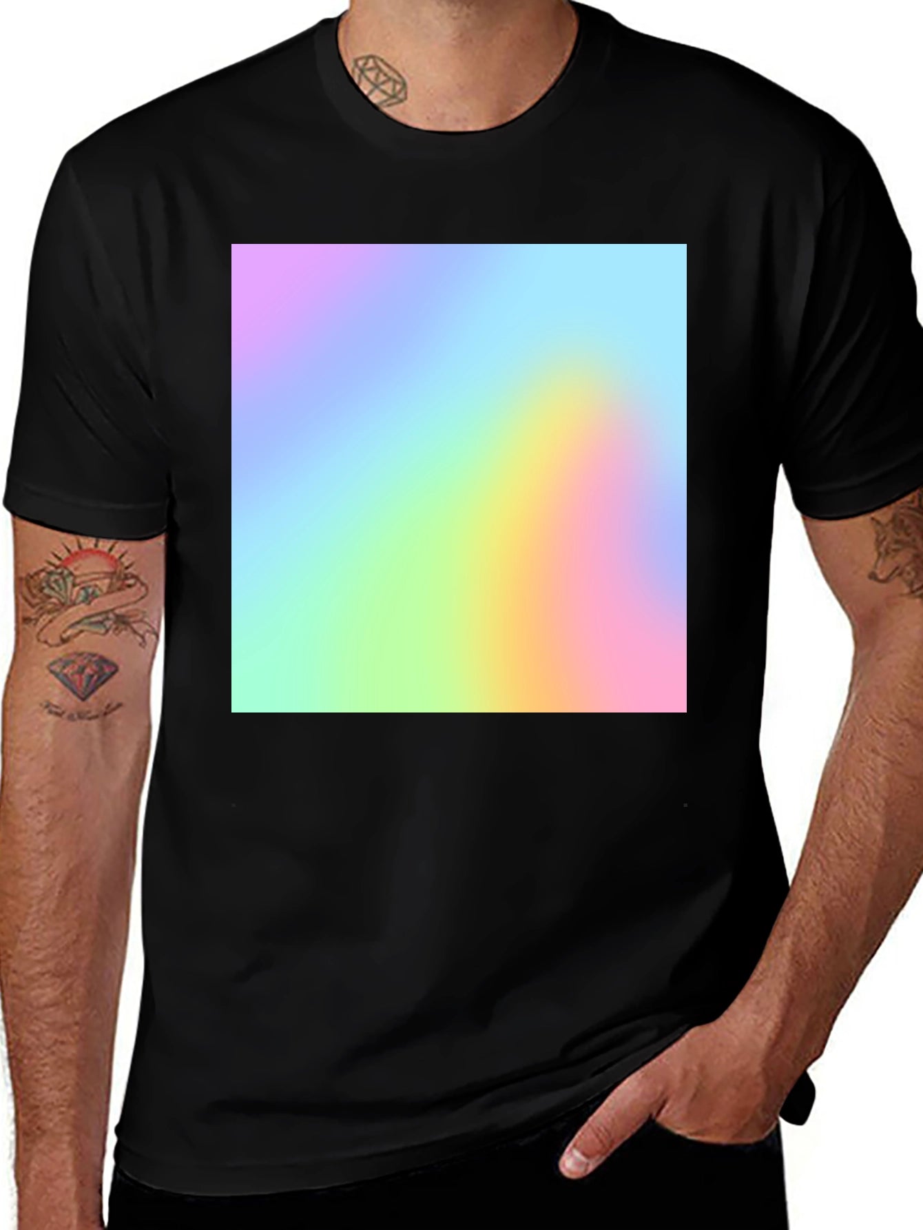 Vibrant Spectrum Graphic Black T-Shirt