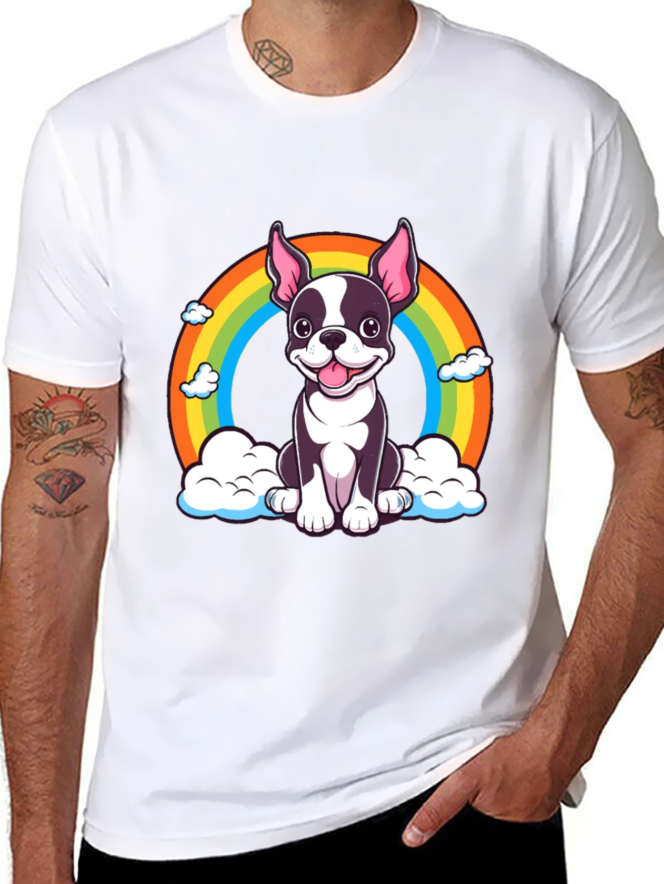 Rainbow Dog Graphic Tee - Cute Puppy Shirt