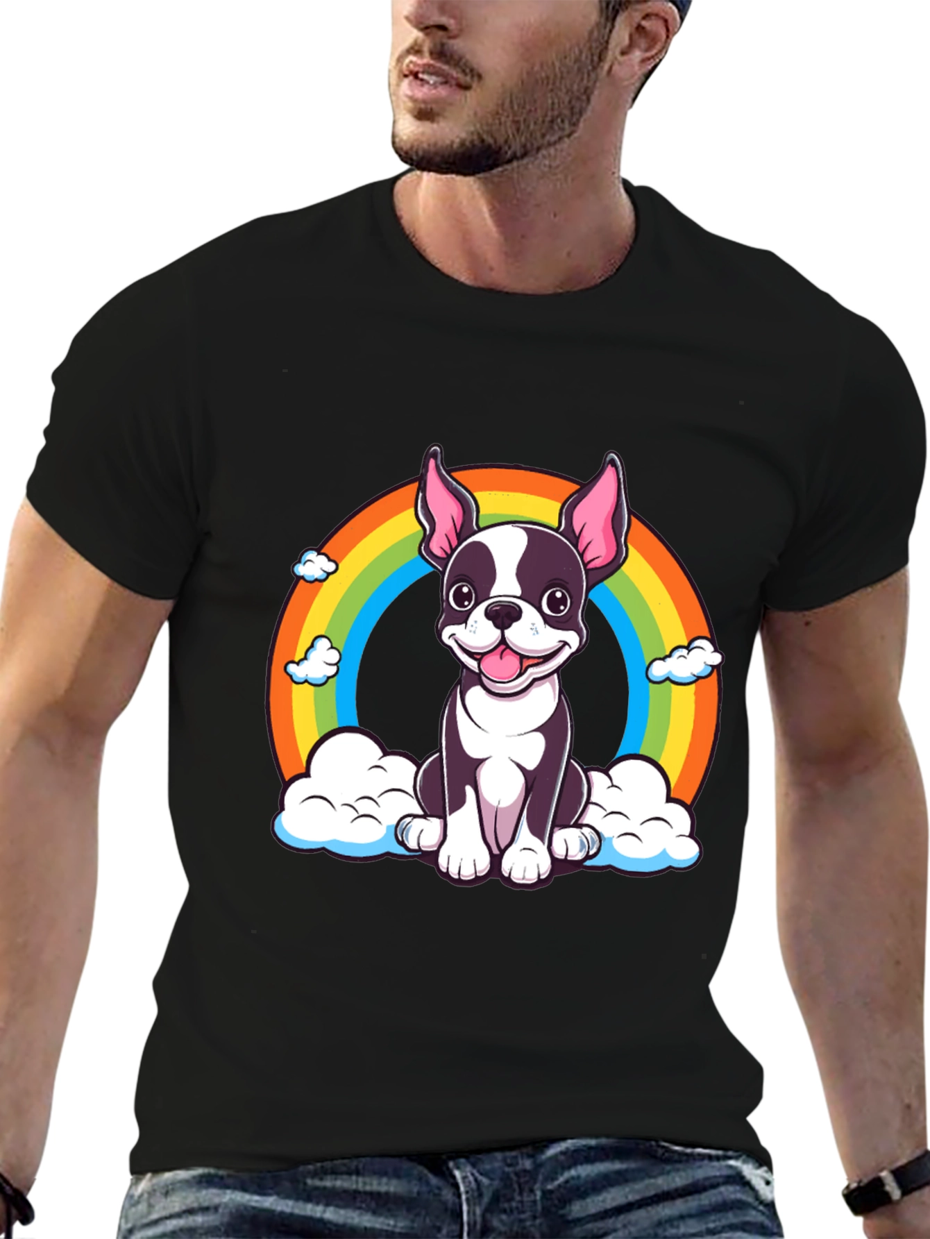 Rainbow Dog Graphic Tee - Cute Puppy Shirt