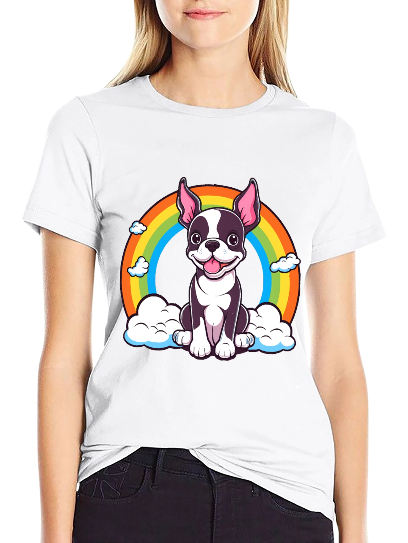 Rainbow Dog Graphic Tee - Cute Puppy Shirt