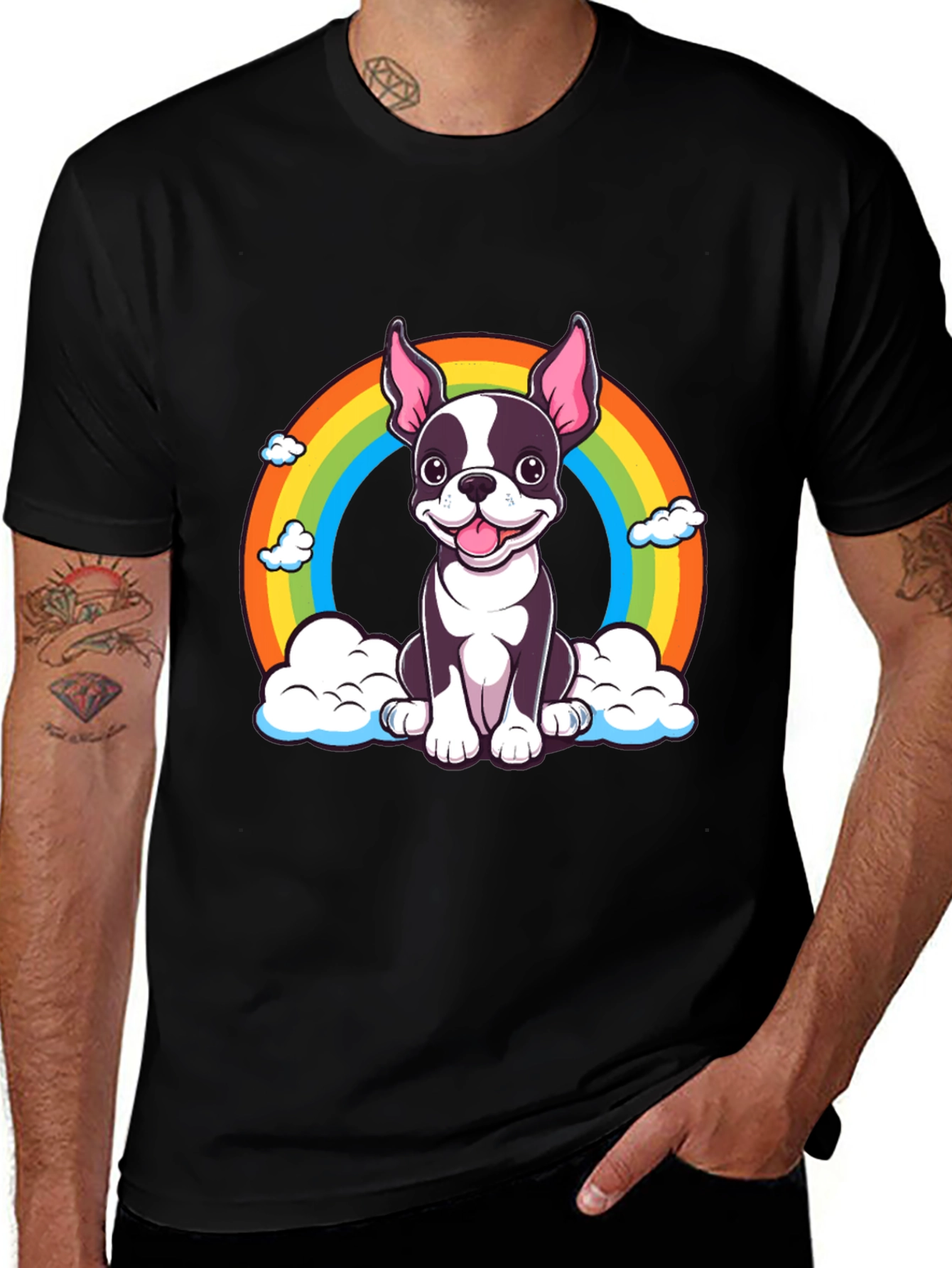 Rainbow Dog Graphic Tee - Cute Puppy Shirt