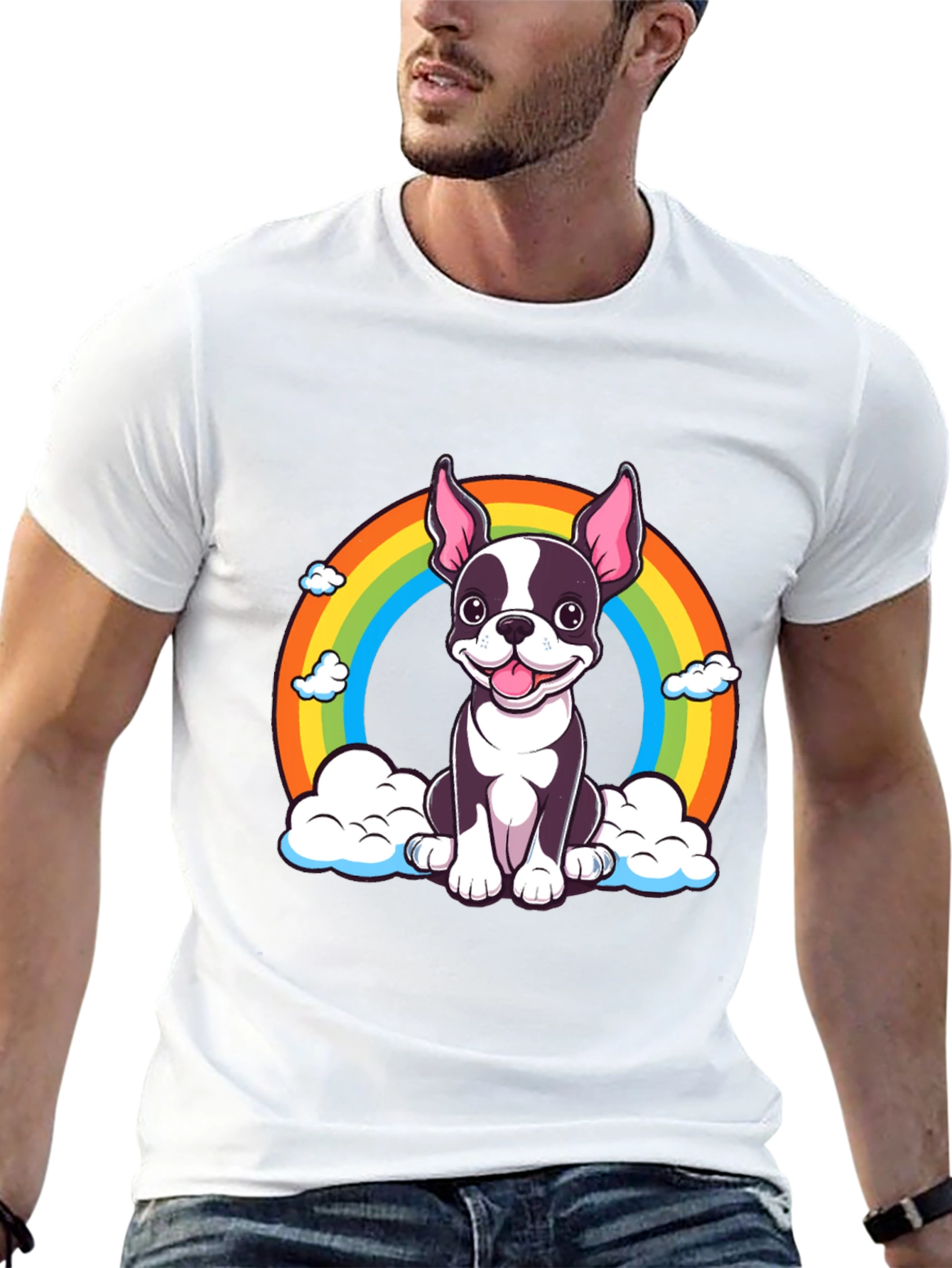Rainbow Dog Graphic Tee - Cute Puppy Shirt
