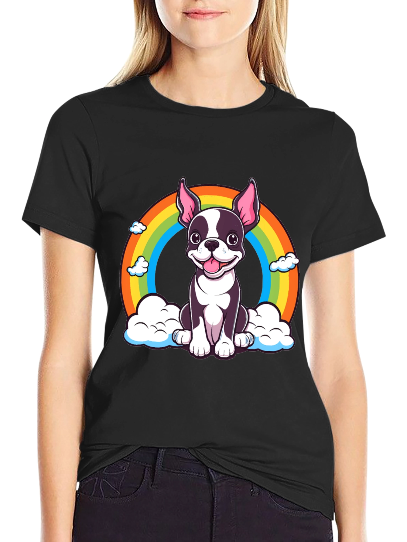 Rainbow Dog Graphic Tee - Cute Puppy Shirt