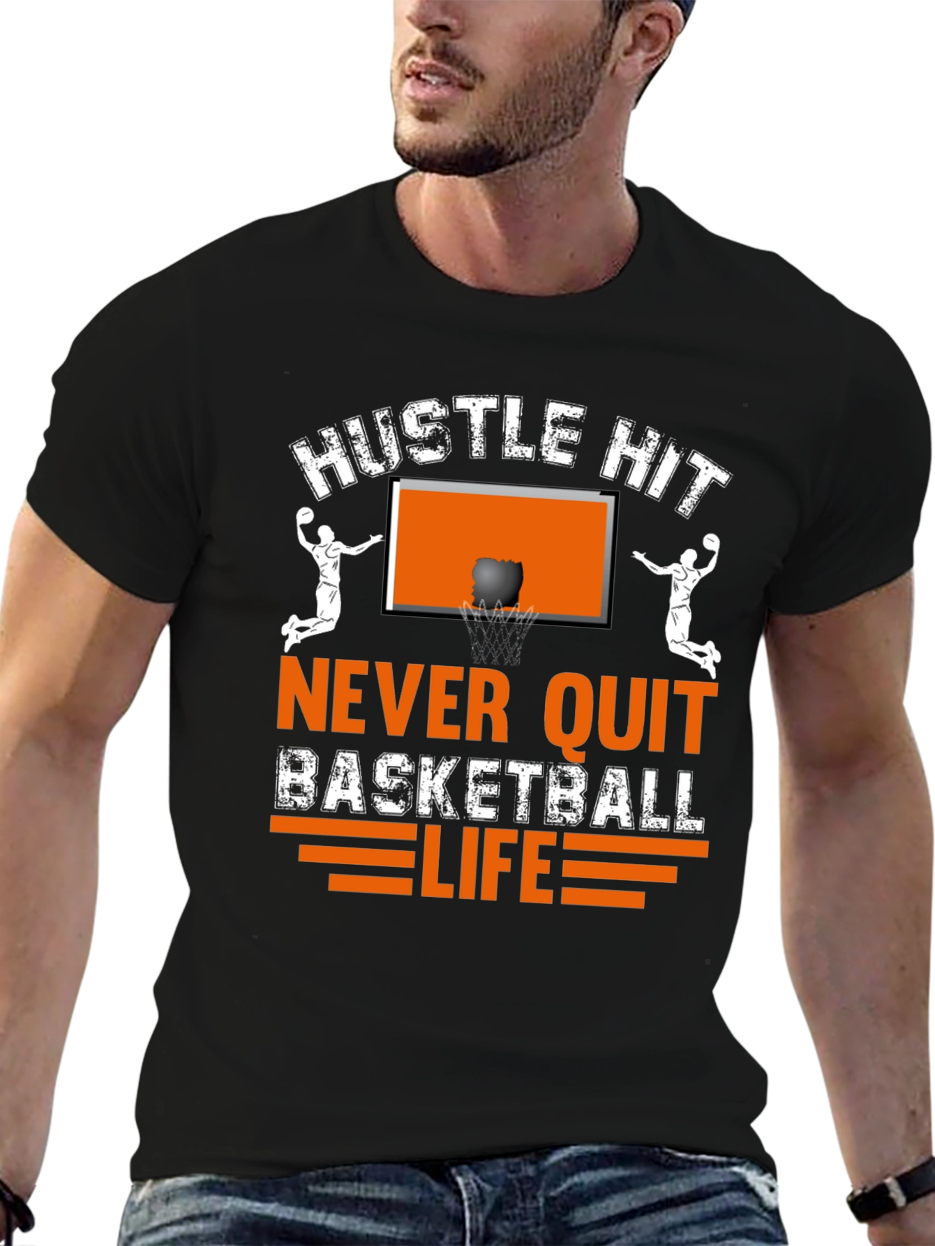 Hustle Hit Basketball Graphic T-Shirt