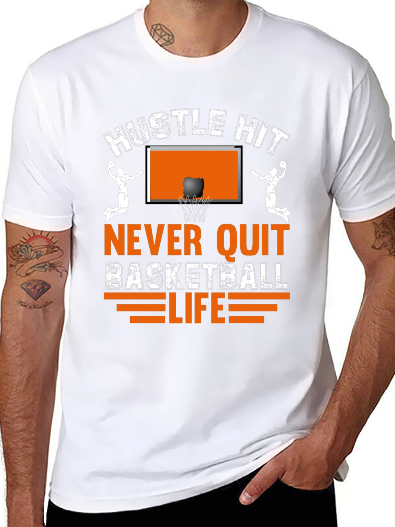 Hustle Hit Basketball Graphic T-Shirt