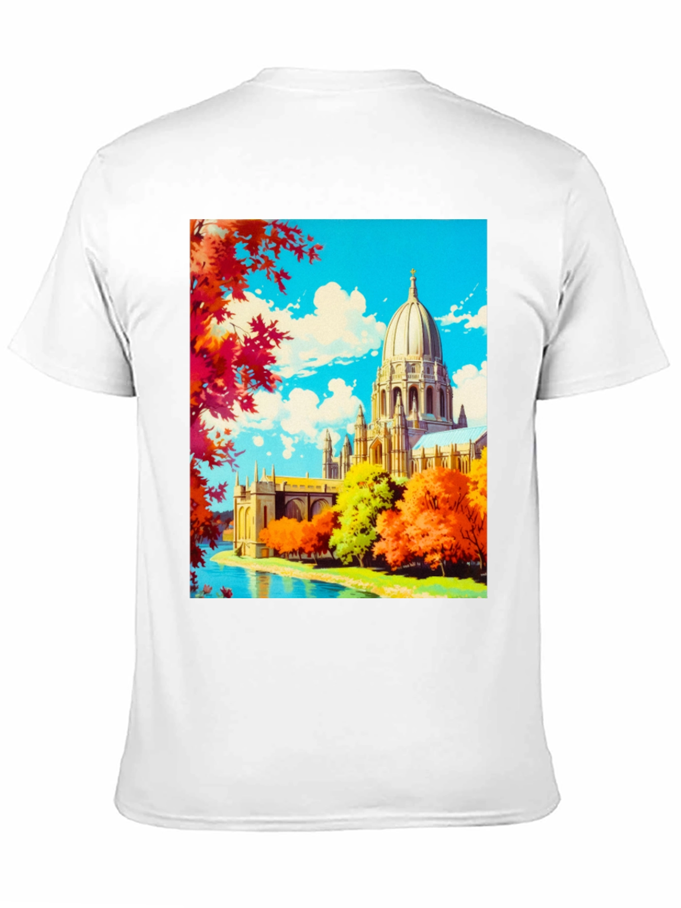 Anime Landscape Graphic Tee - Black Cotton Blend Shirt