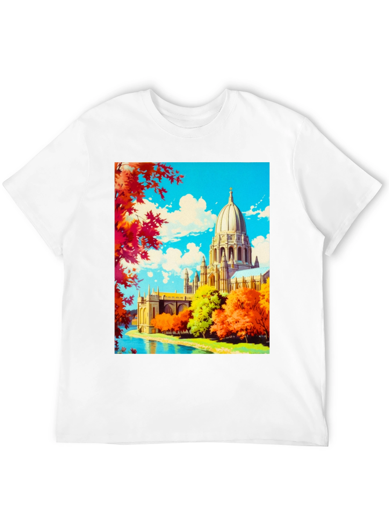 Anime Landscape Graphic Tee - Black Cotton Blend Shirt