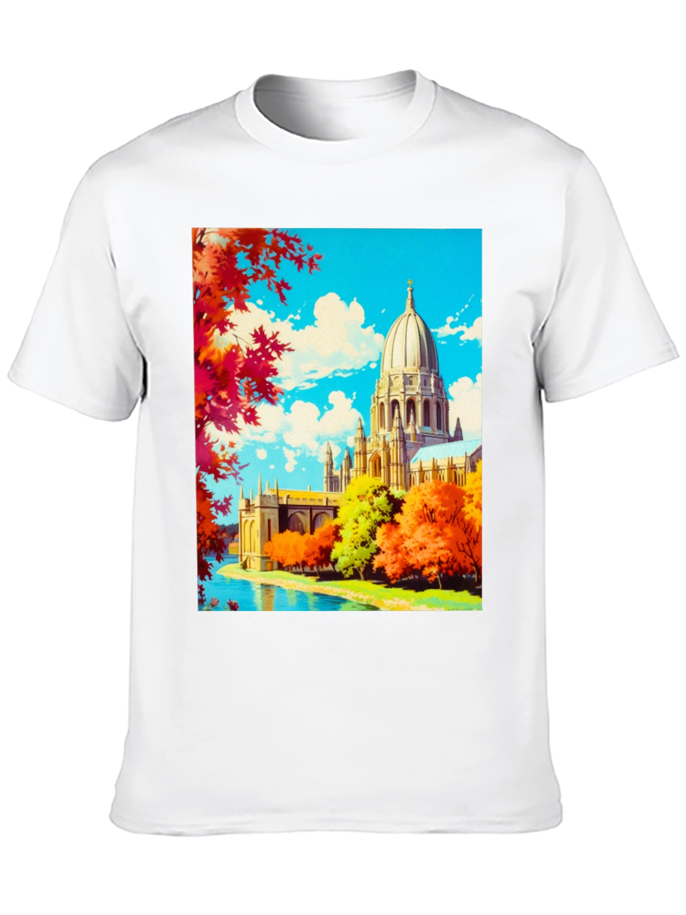 Anime Landscape Graphic Tee - Black Cotton Blend Shirt