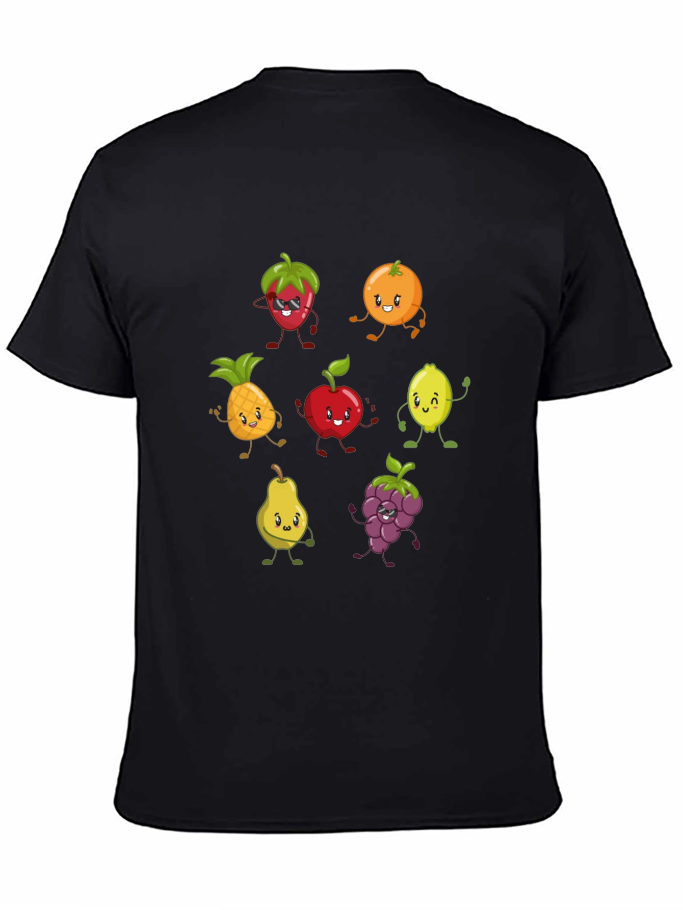 Fun Fruits Graphic Black T-Shirt